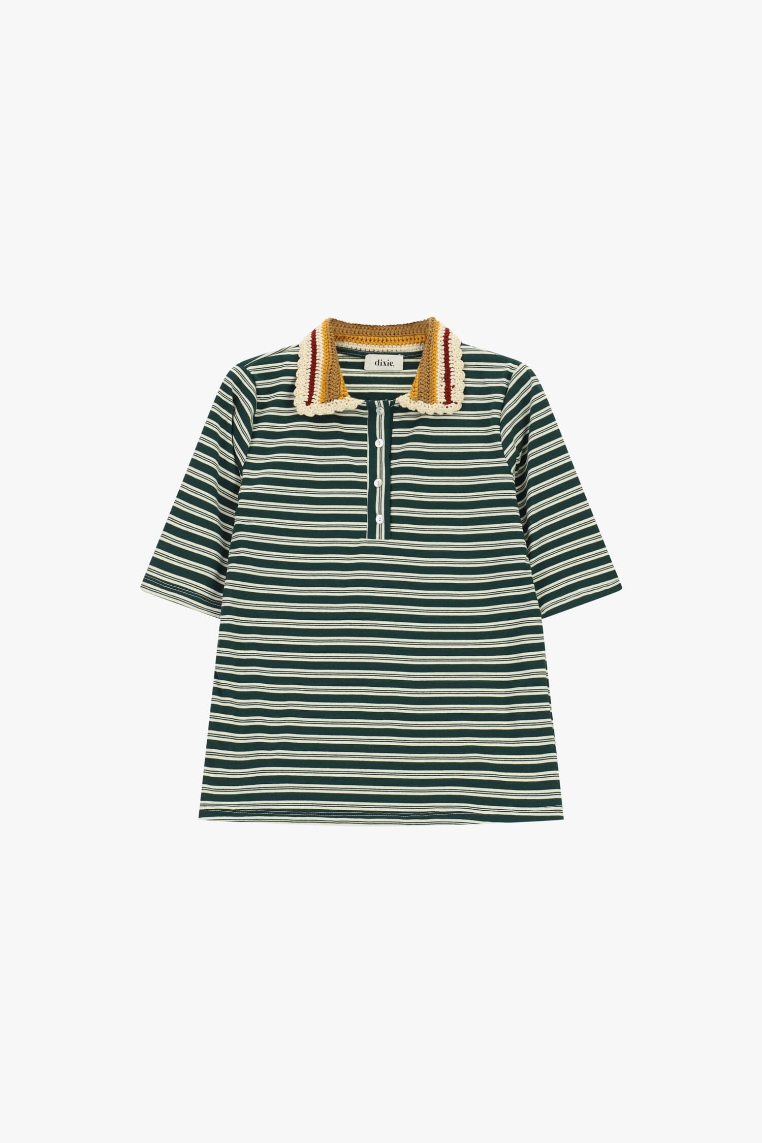 T-Shirt A Righe Con Colletto Lavorato A Maglia Dixie