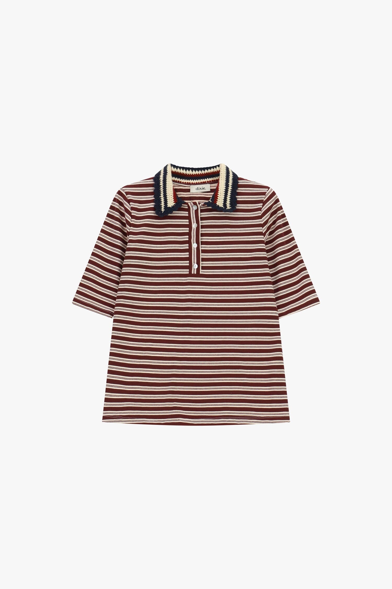 T-Shirt A Righe Con Colletto Lavorato A Maglia Dixie