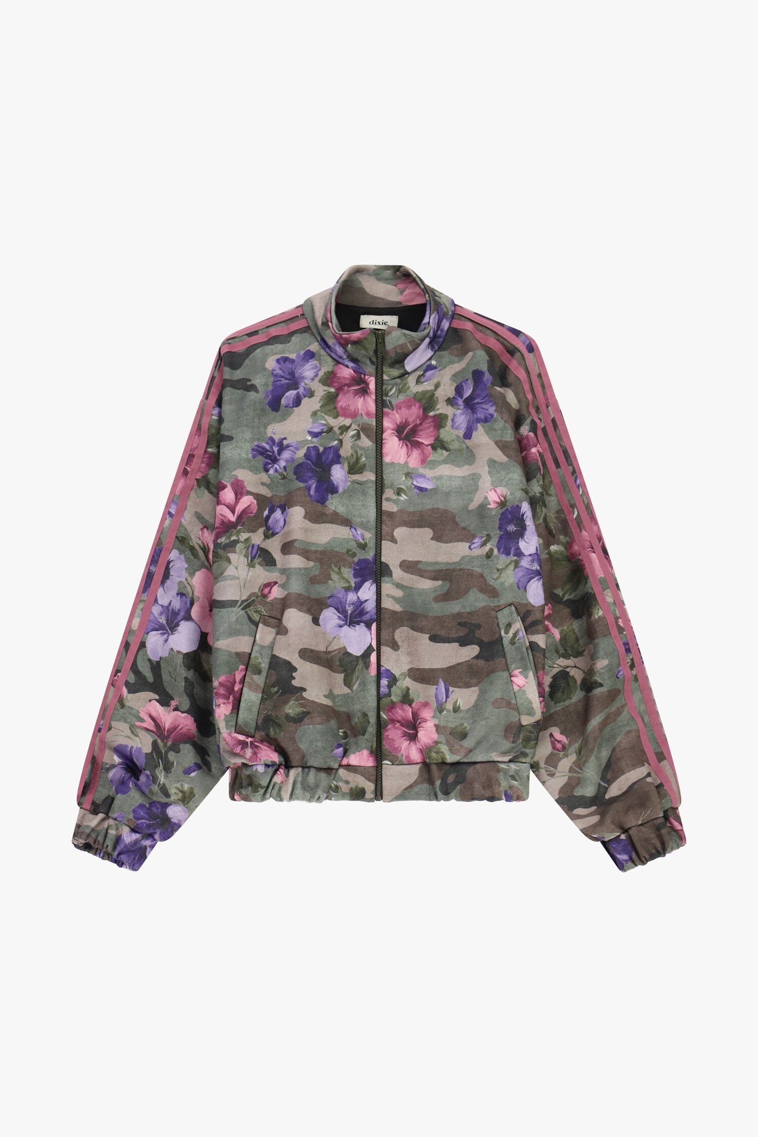 Dixie Floral-Print Bomber Jacket with Striped Details