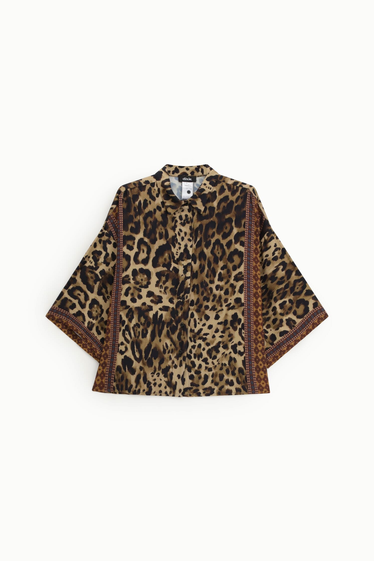 Dixie Loose-Fitting Animal Print Shirt with Three-Quarter Sleeves