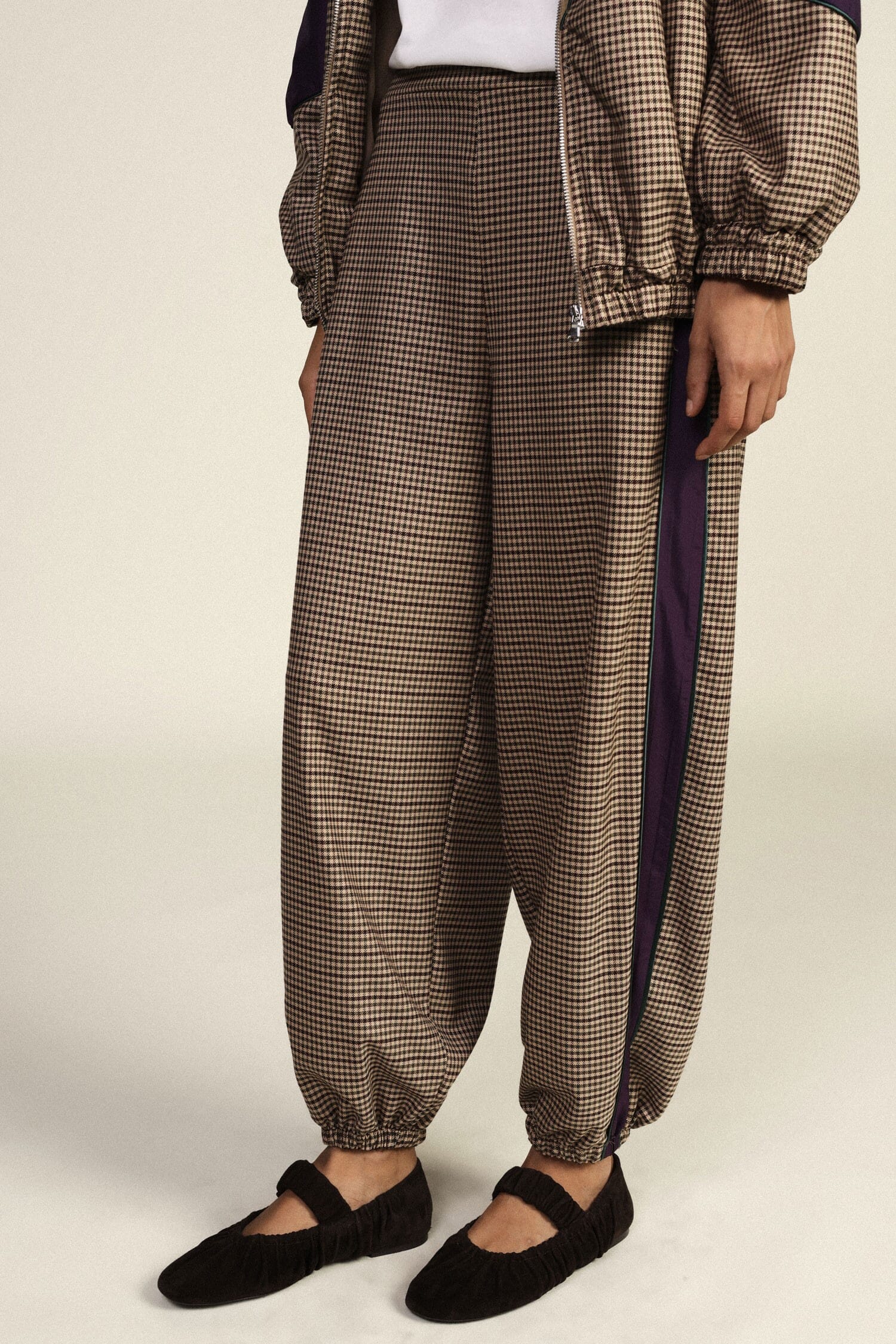 Pantaloni Jogging Fantasia Micro-Check Con Bande Laterali Dixie