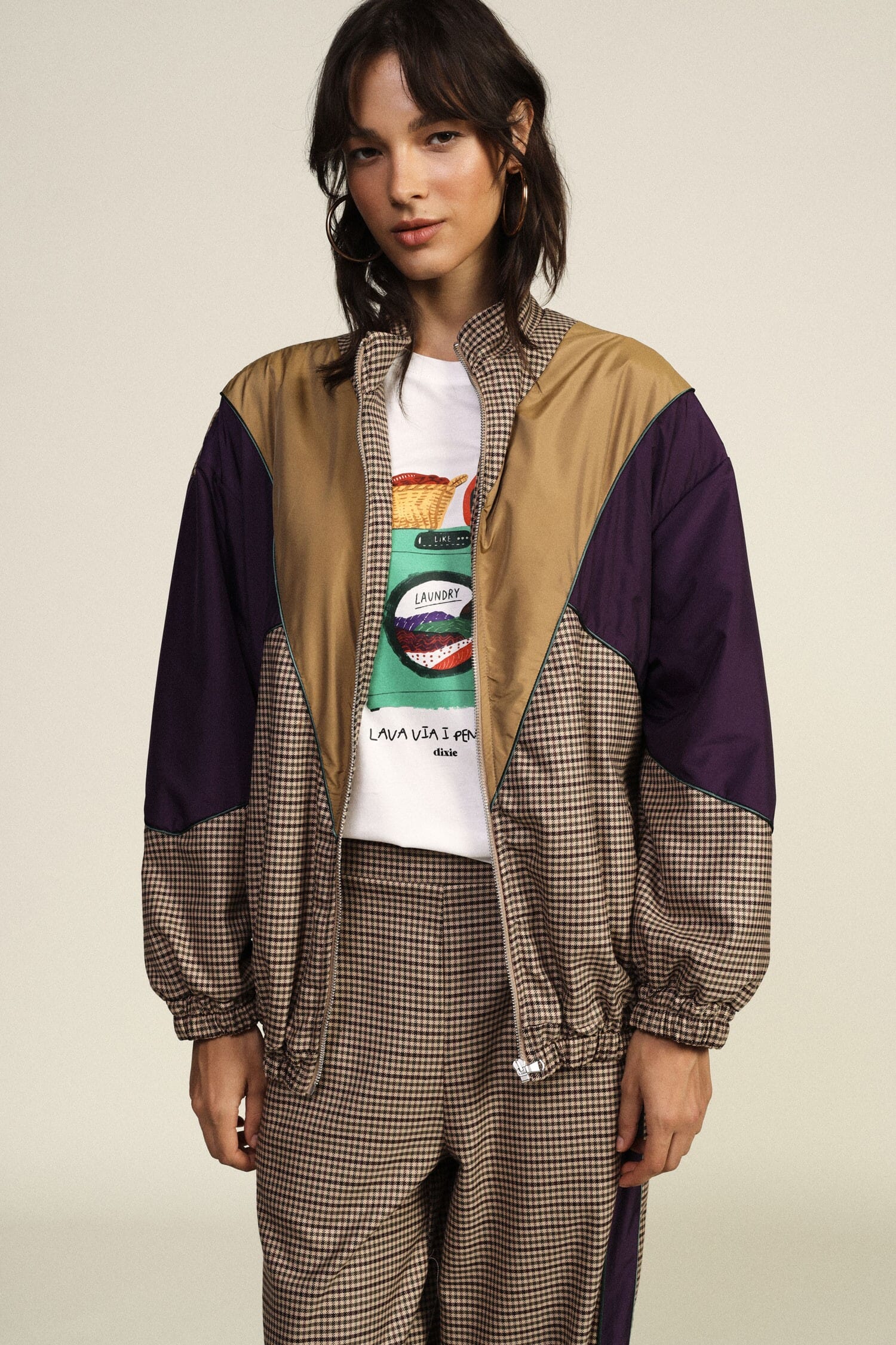 Bomber Con Motivo A Quadretti E Inserti Geometrici Dixie