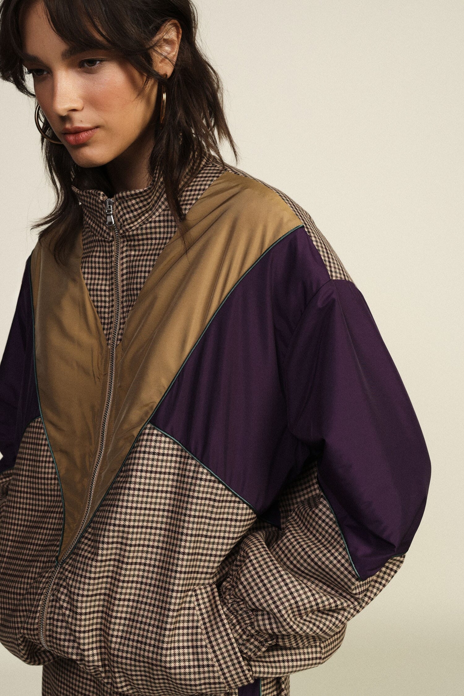 Bomber Con Motivo A Quadretti E Inserti Geometrici Dixie