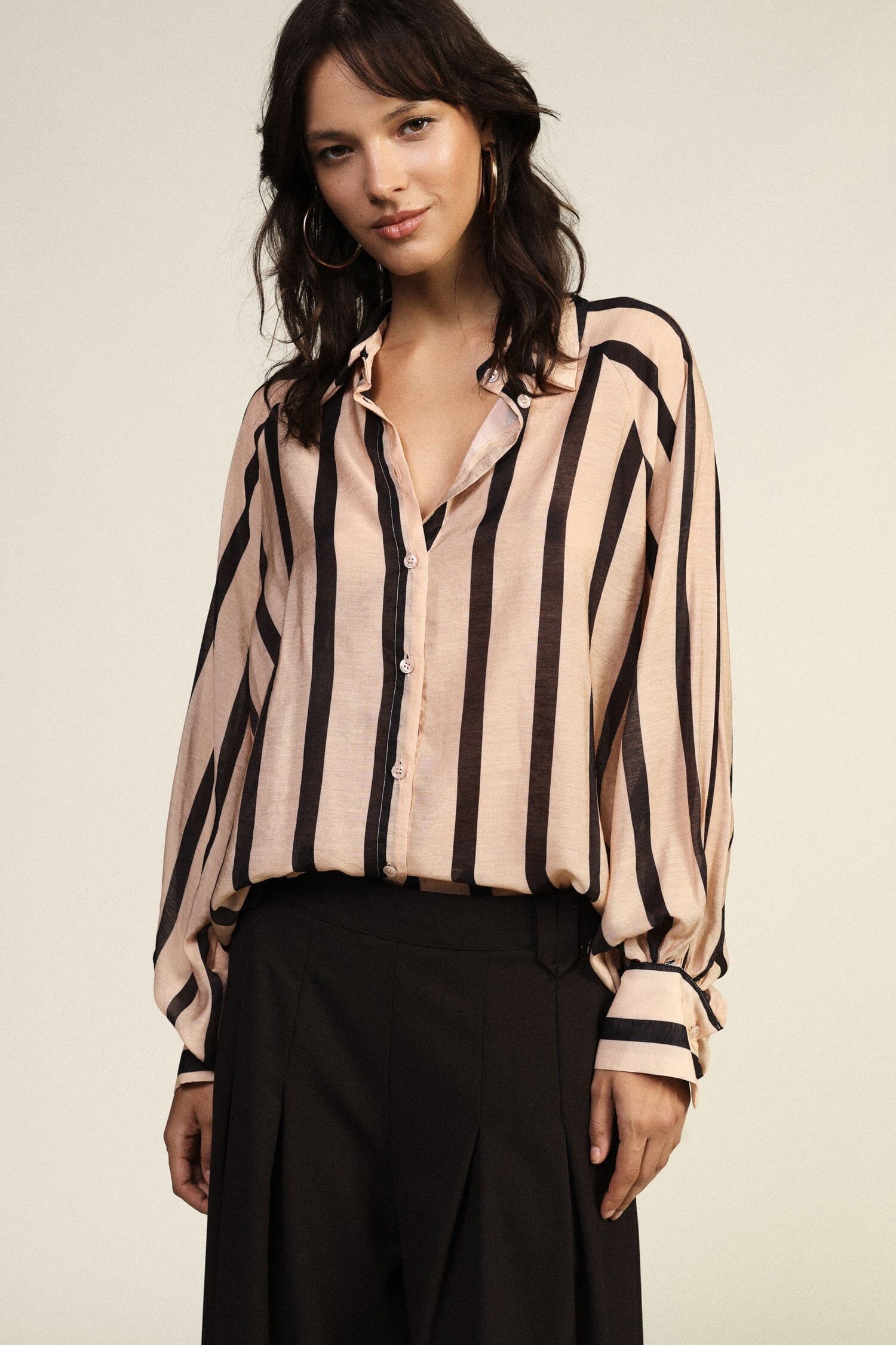 Camicia A Righe Con Bottoni E Maniche Ampie Dixie