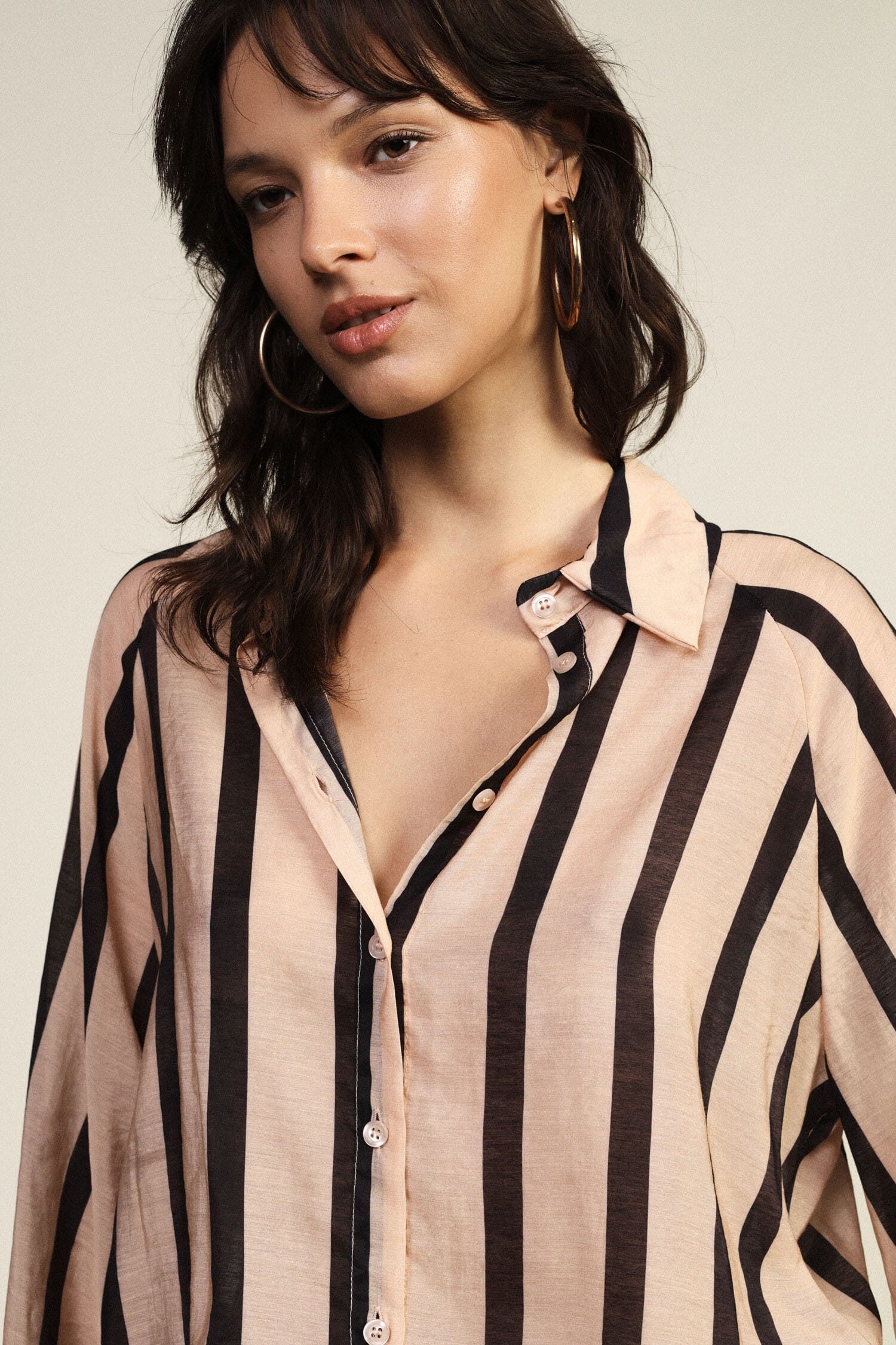 Camicia A Righe Con Bottoni E Maniche Ampie Dixie