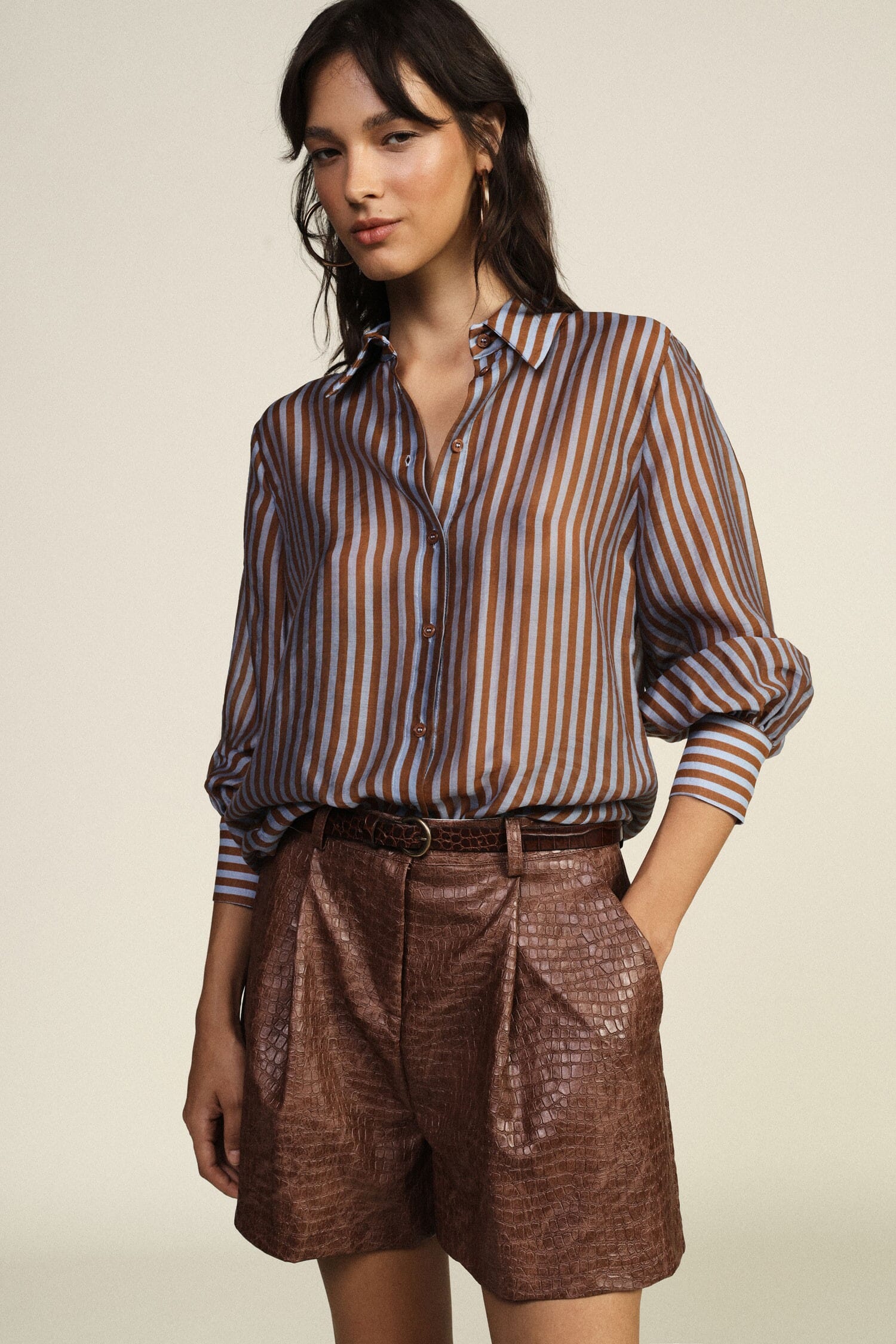 Camicia A Righe Con Nodo Frontale E Maniche Ampie Dixie
