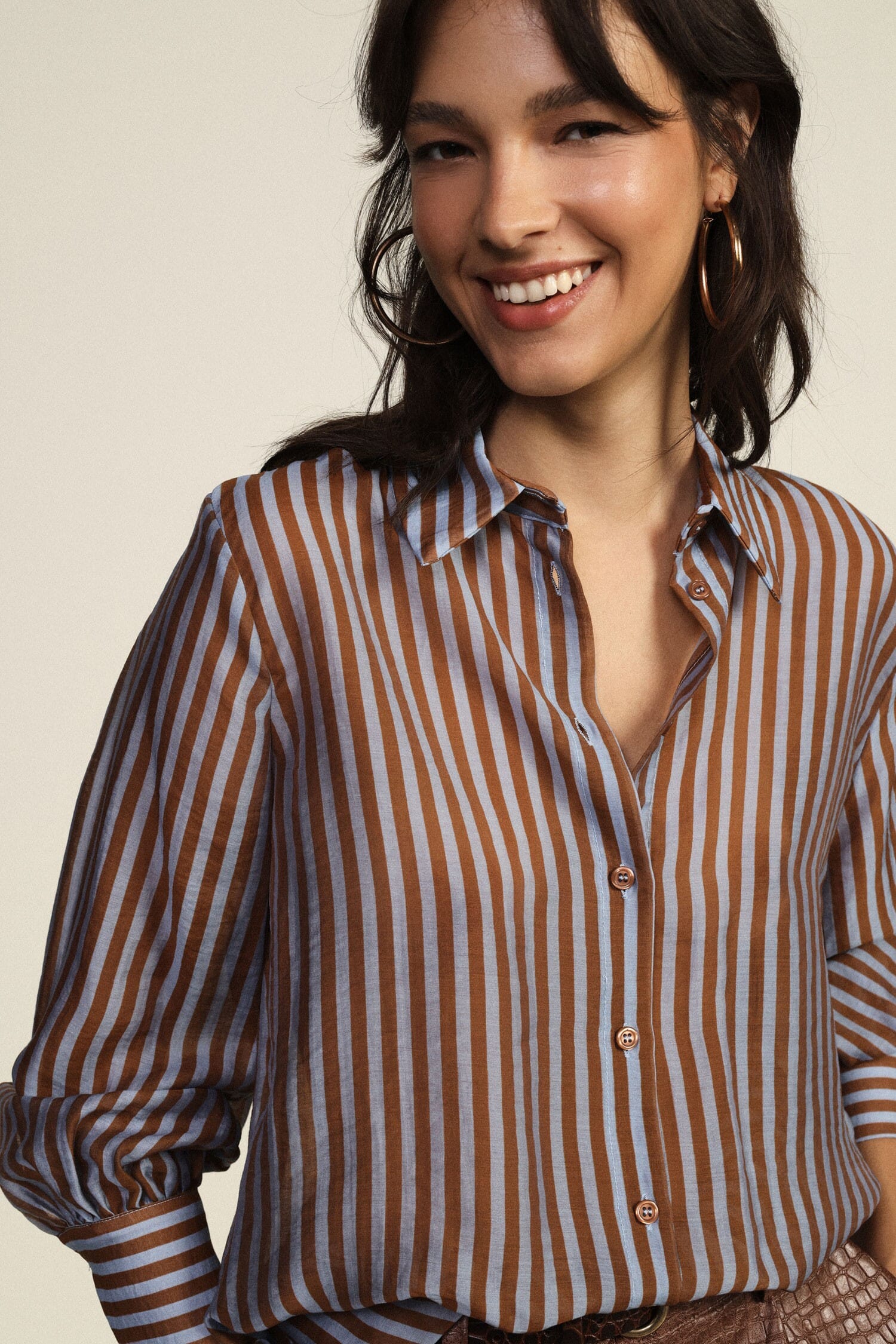 Camicia A Righe Con Nodo Frontale E Maniche Ampie Dixie