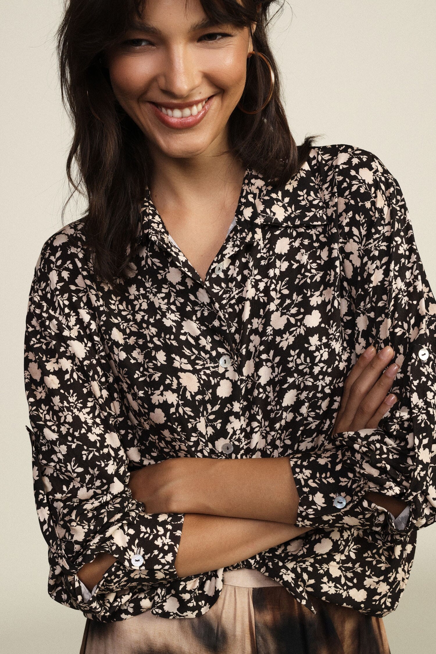 Camicia Stampa Floreale Con Nodo Frontale Dixie