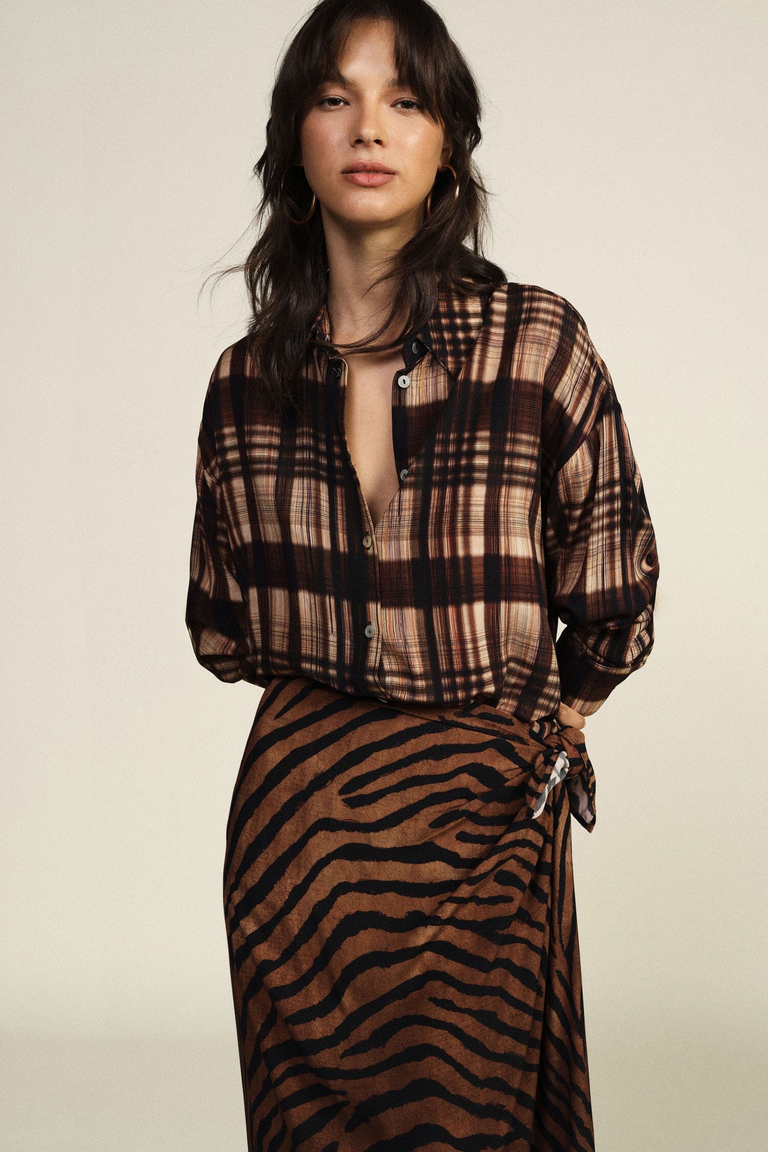 Camicia A Quadri Con Nodo Frontale E Fit Morbido Dixie