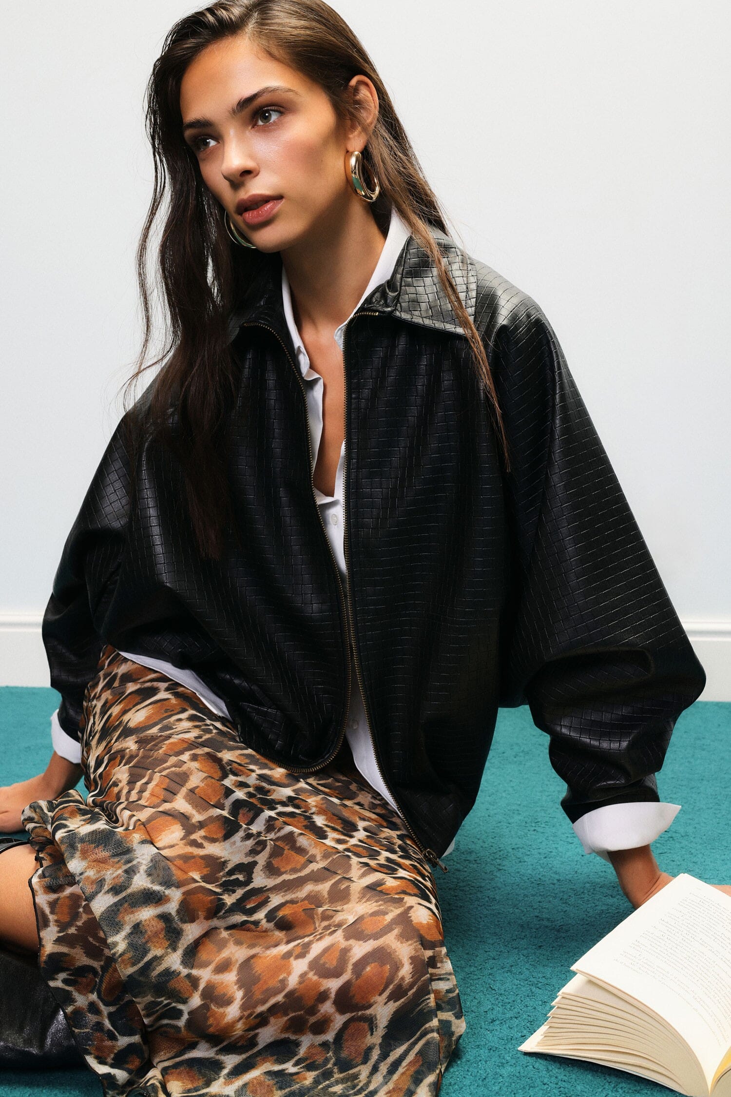 Faux Leather Jacket with Wide Sleeves and a Dixie Zip