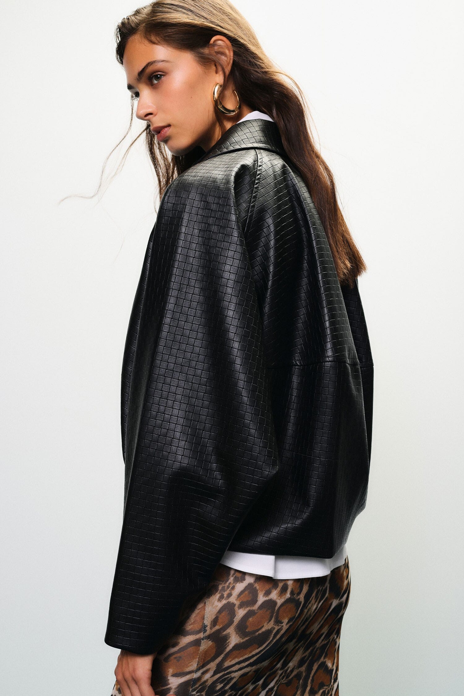 Faux Leather Jacket with Wide Sleeves and a Dixie Zip