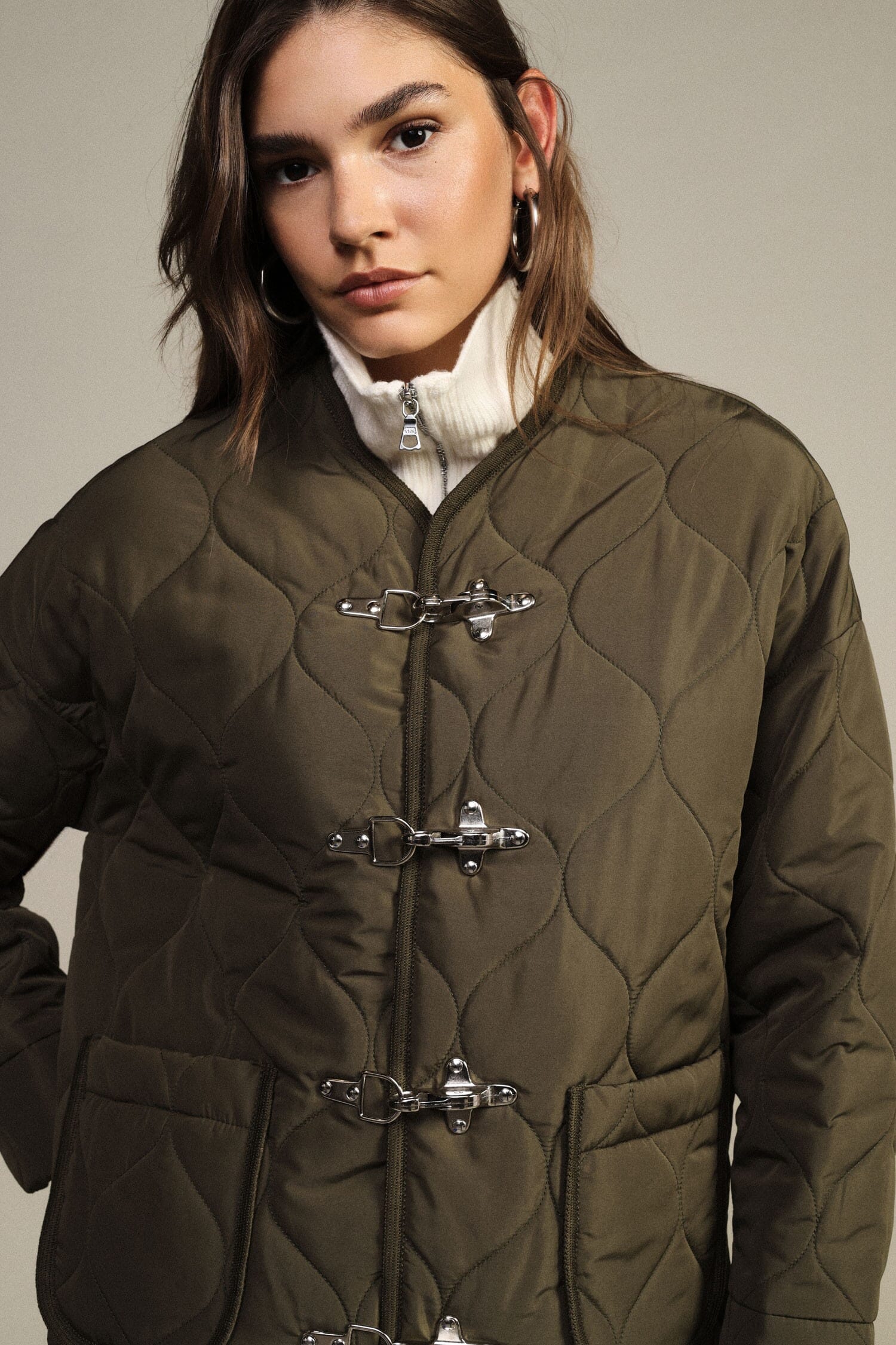Giacca Trapuntata Con Chiusure Metalliche E Tasche Applicate Dixie