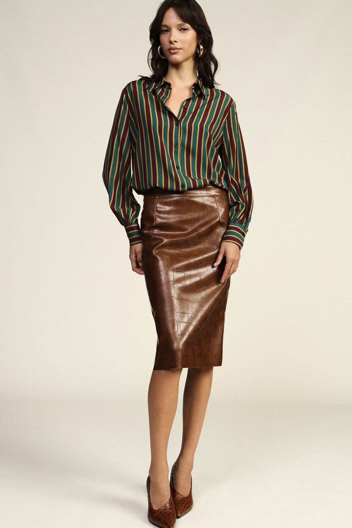 Dixie Mid-Length Sheath Skirt with Coconut-Effect Print