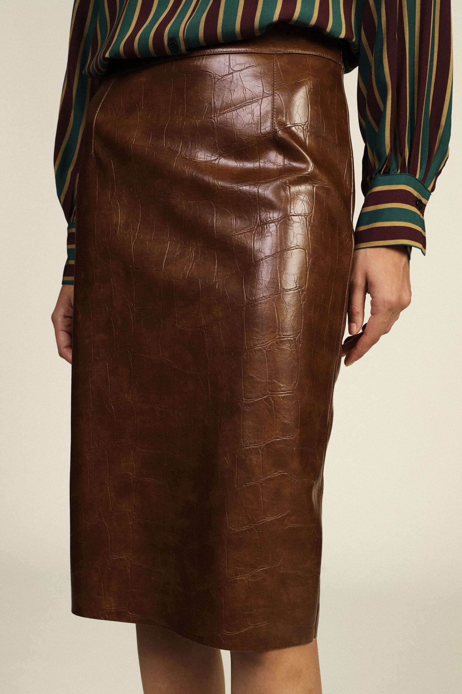 Dixie Mid-Length Sheath Skirt with Coconut-Effect Print