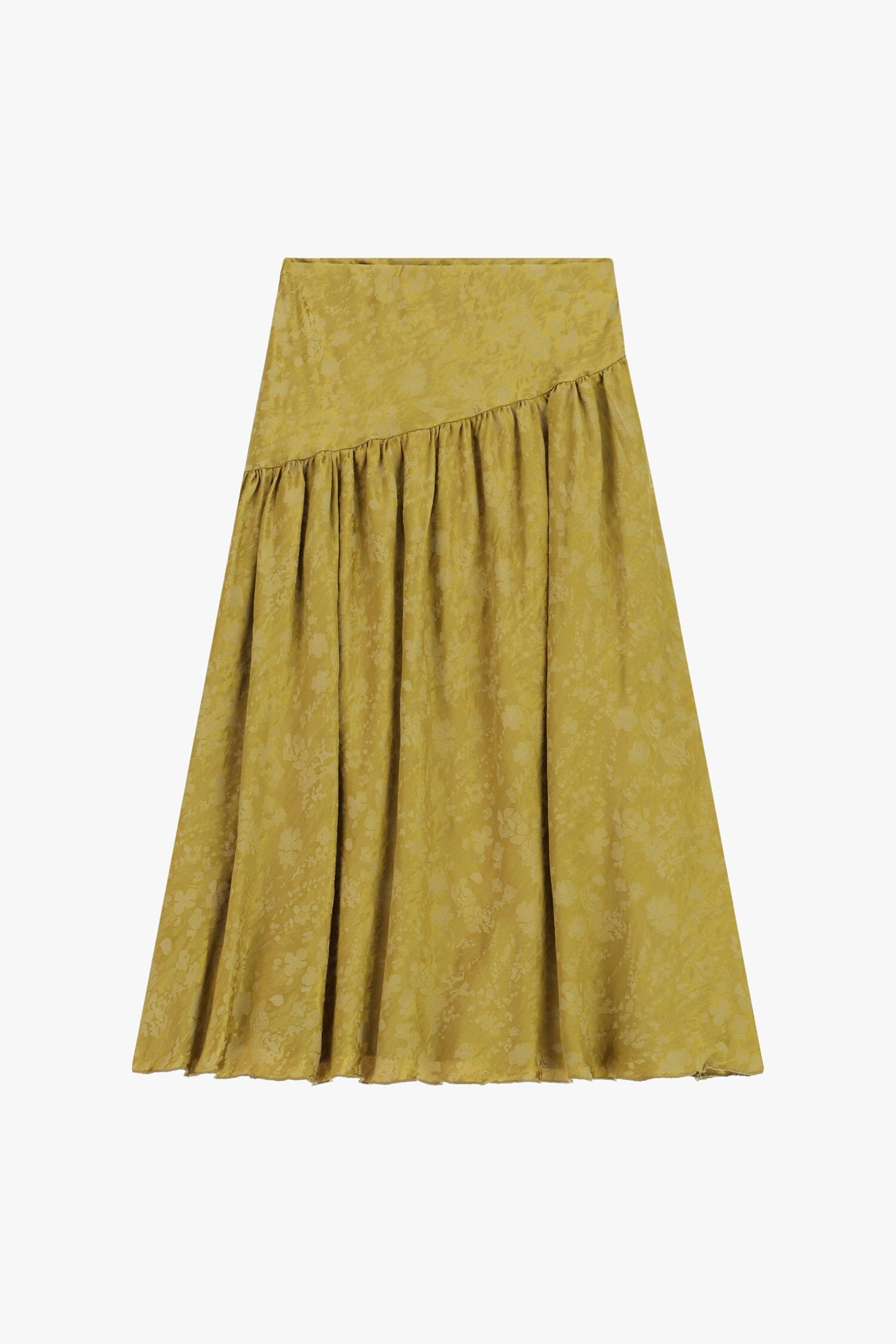 Dixie Midi Skirt with Floral Print and Asymmetrical Hem