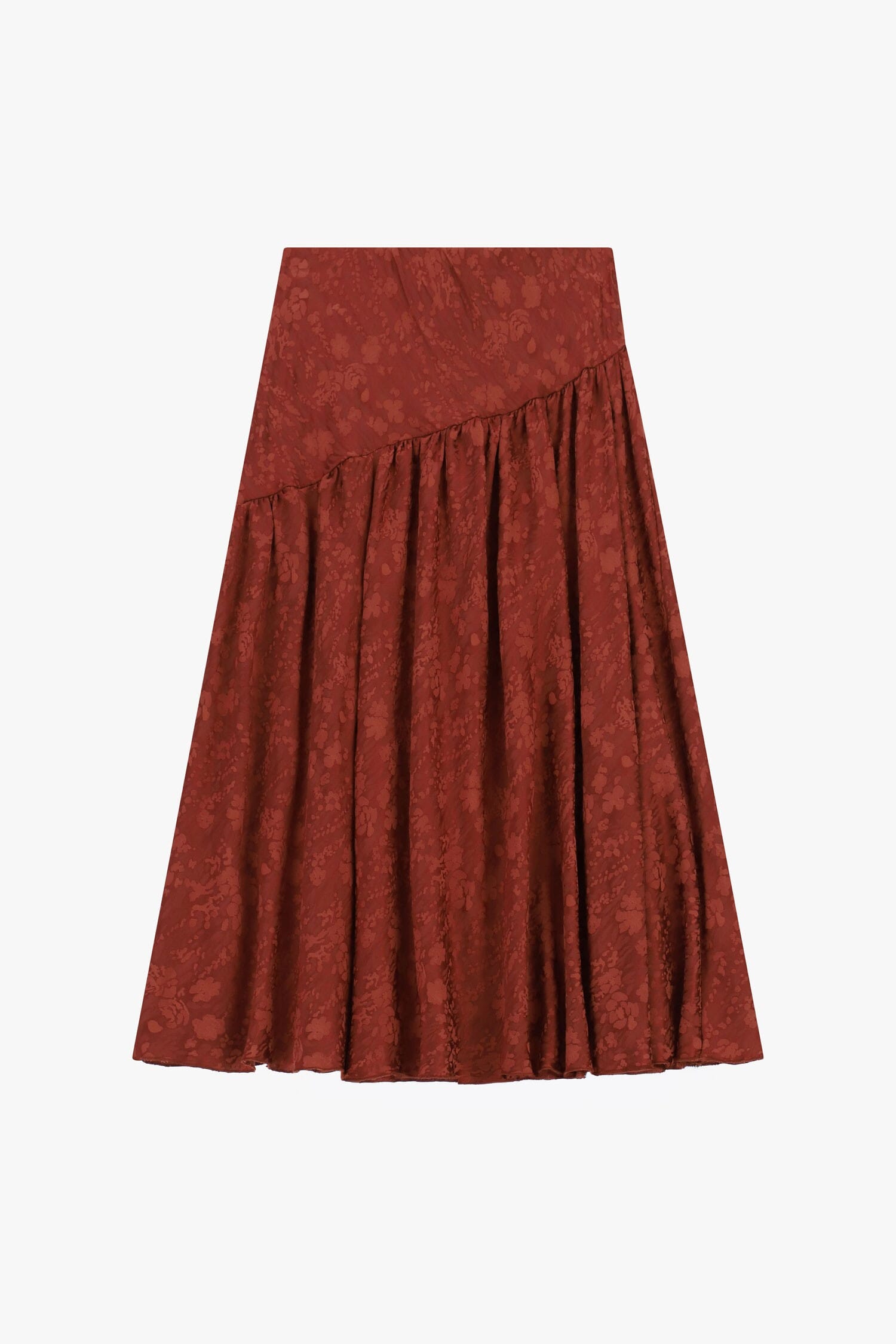 Dixie Midi Skirt with Floral Print and Asymmetrical Hem