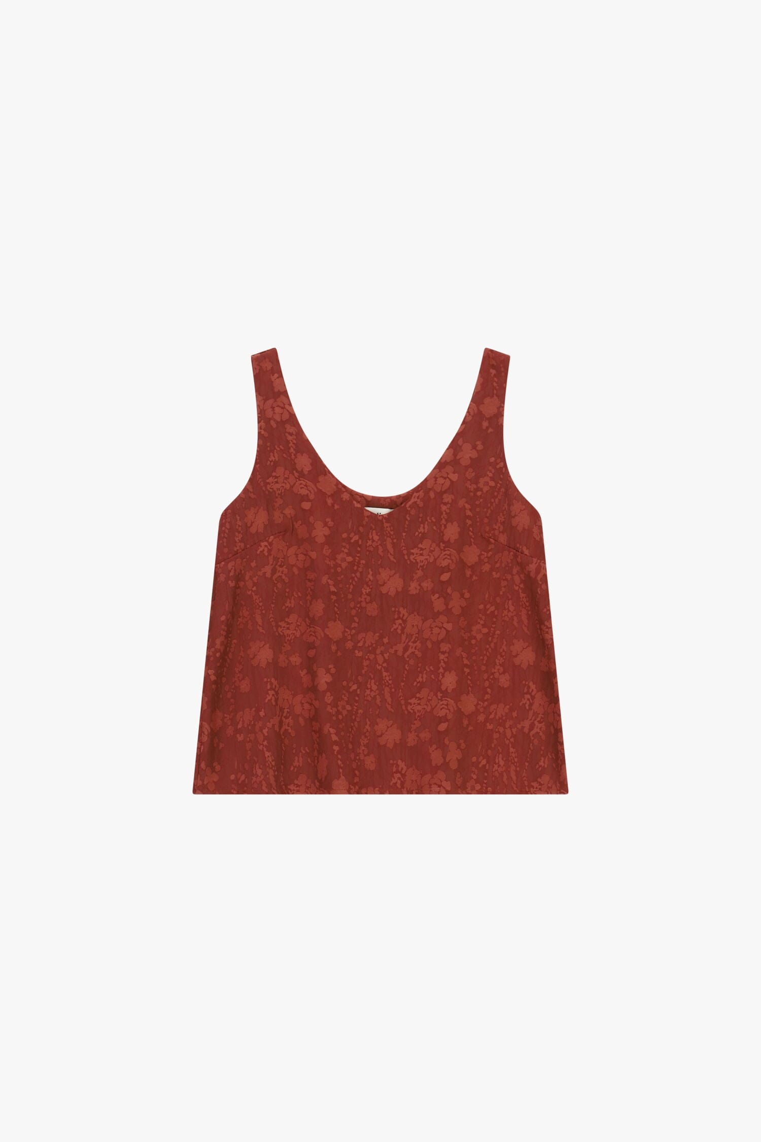 Dixie Loose-Fitting Floral Jacquard Top with a Deep Neckline
