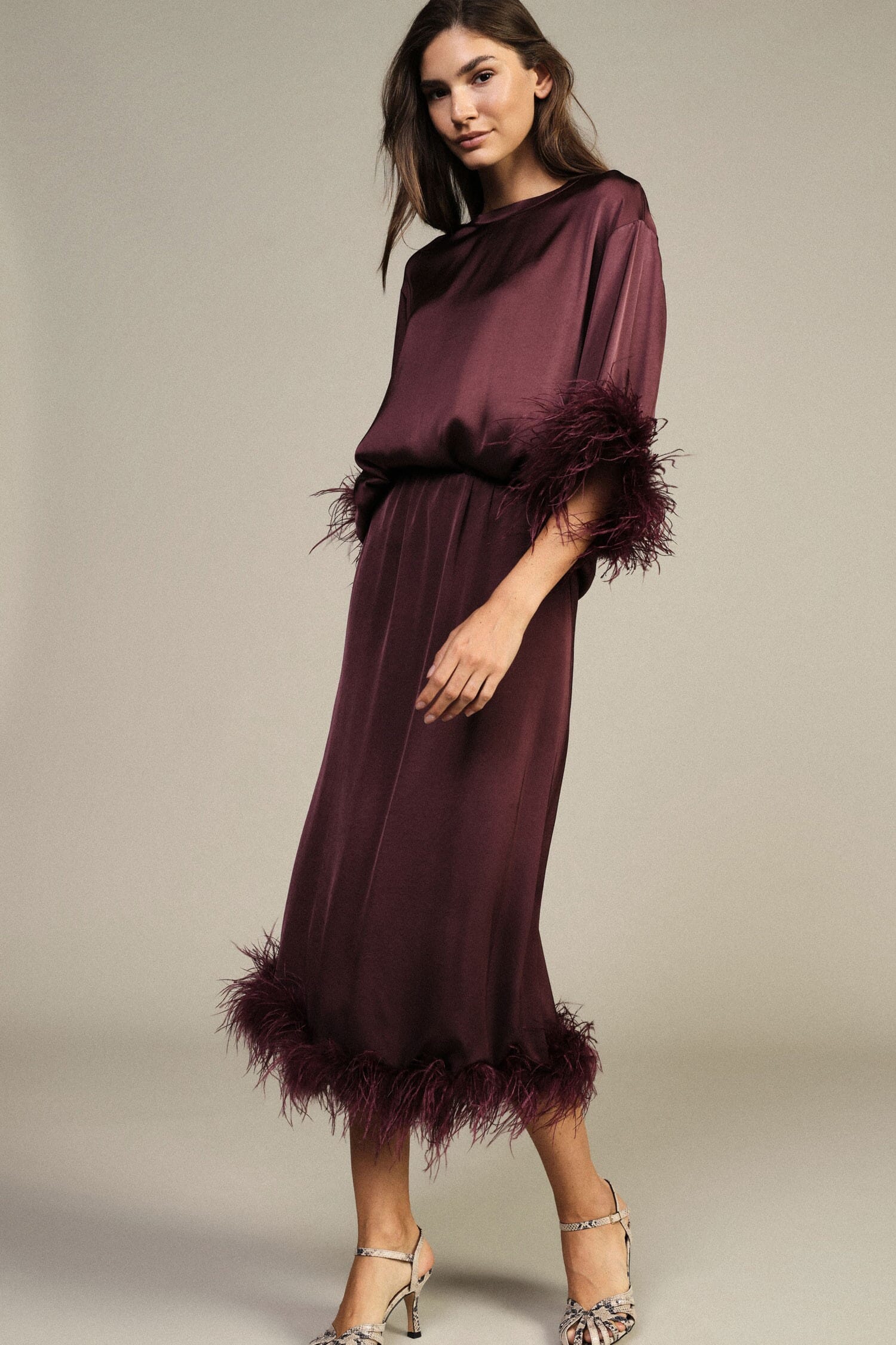 Dixie Midi Skirt with Feathered Hem and Straight Cut