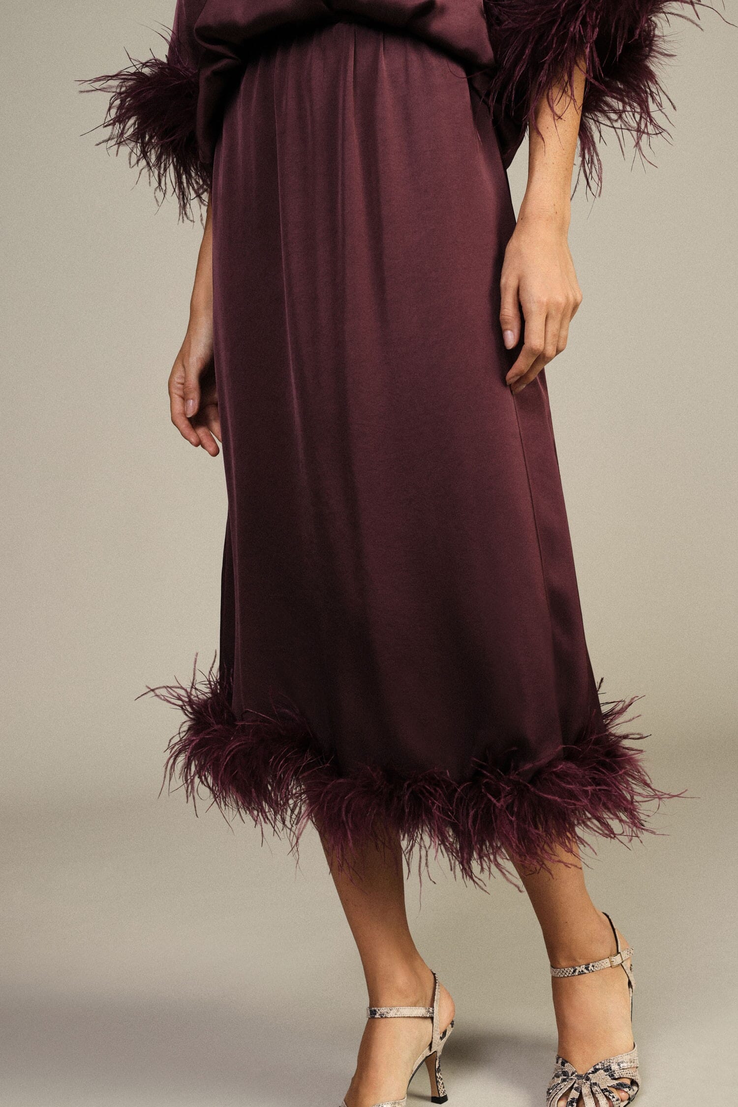 Dixie Midi Skirt with Feathered Hem and Straight Cut