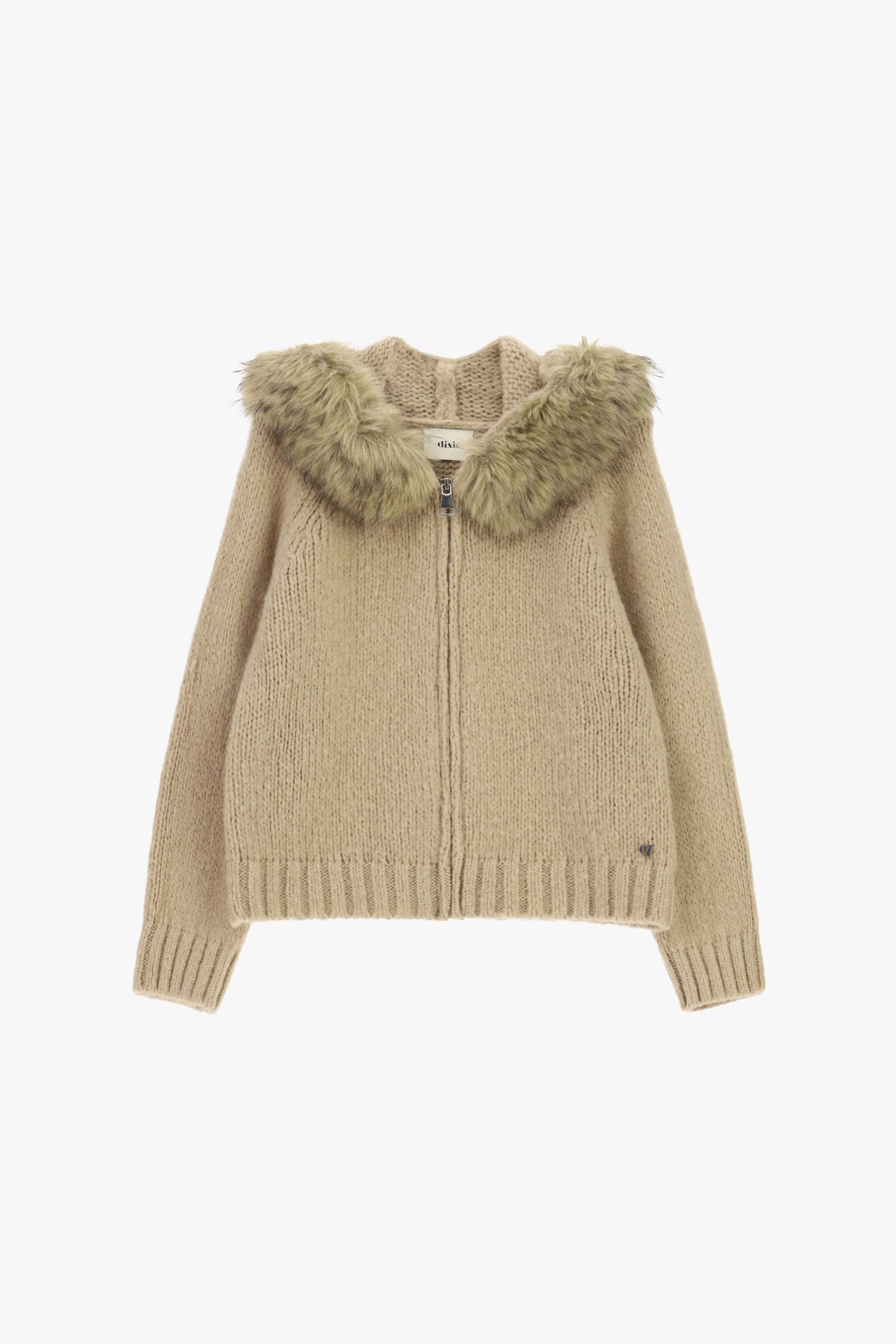 Dixie Fur-Trimmed Hooded Zip-Up Cardigan