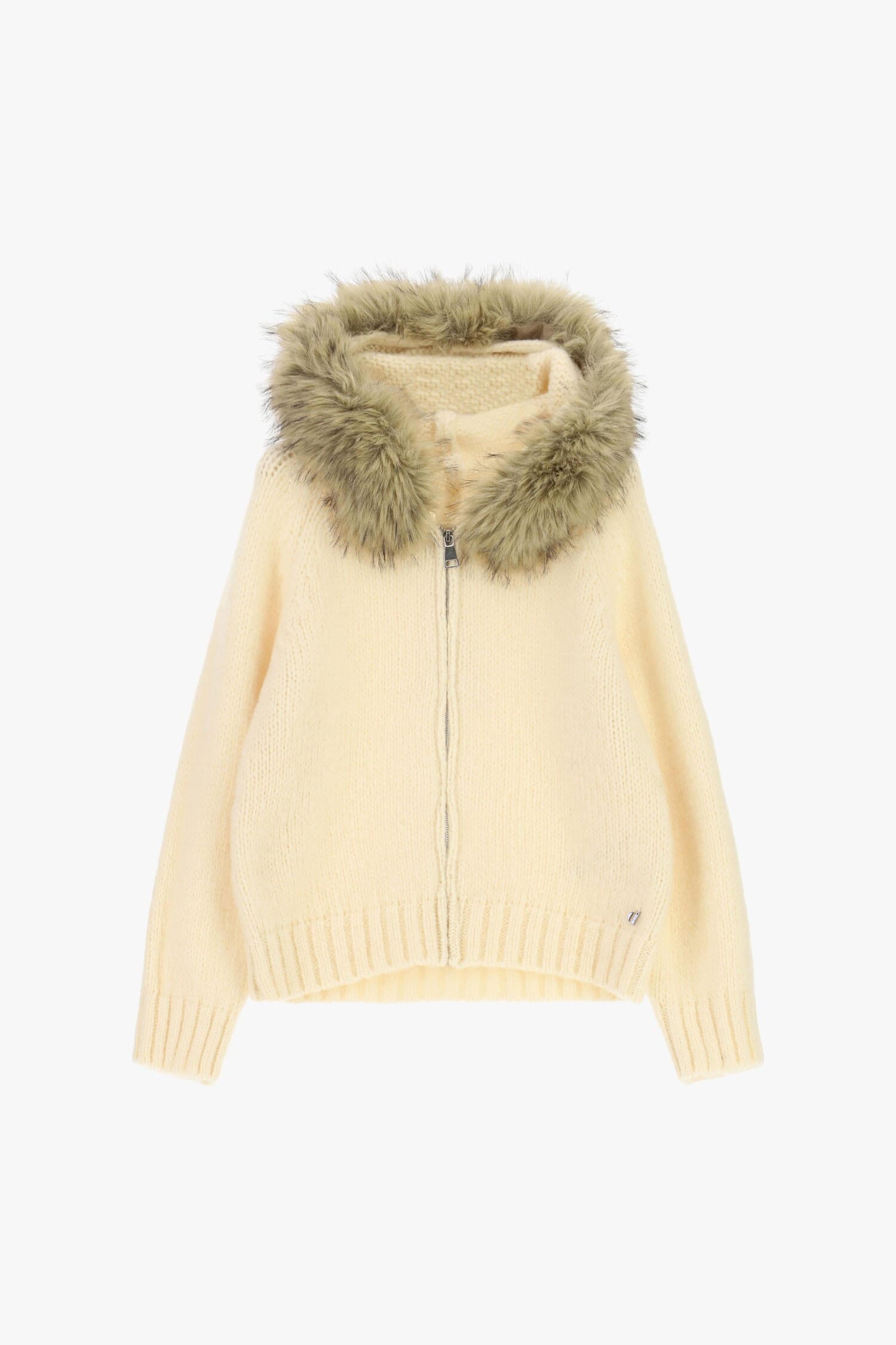 Dixie Fur-Trimmed Hooded Zip-Up Cardigan