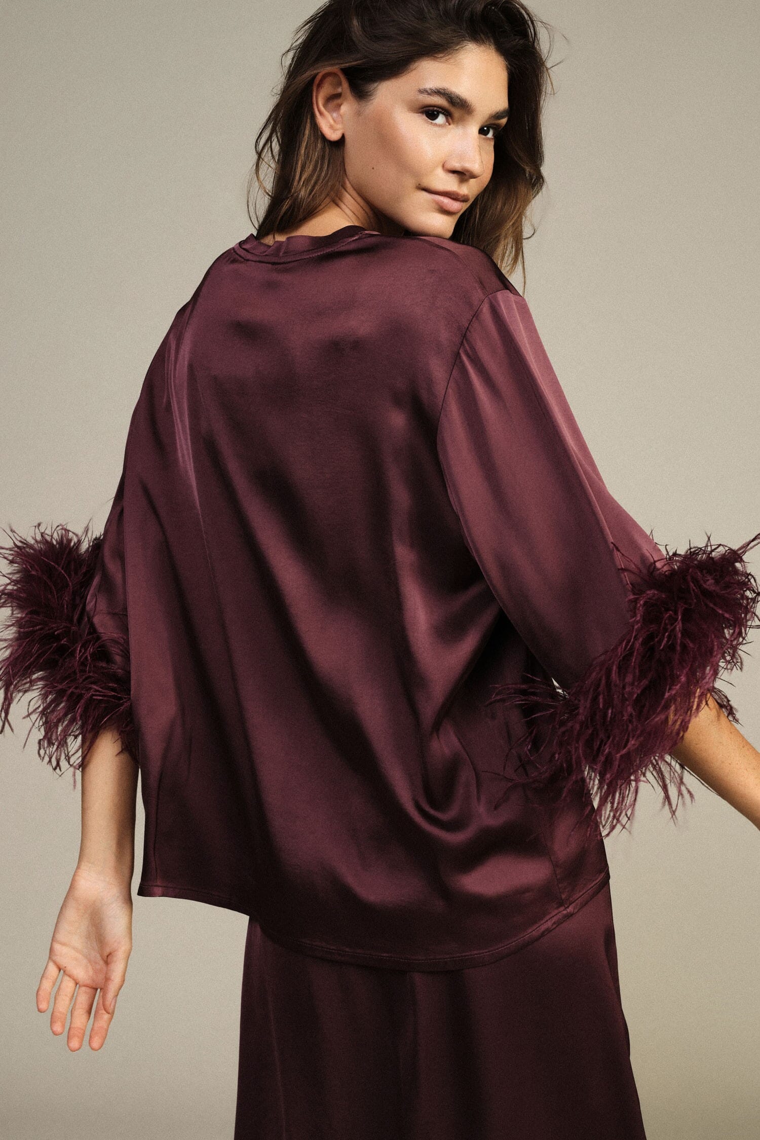 Maglione Ampio Con Maniche A Tre Quarti E Piume Dixie