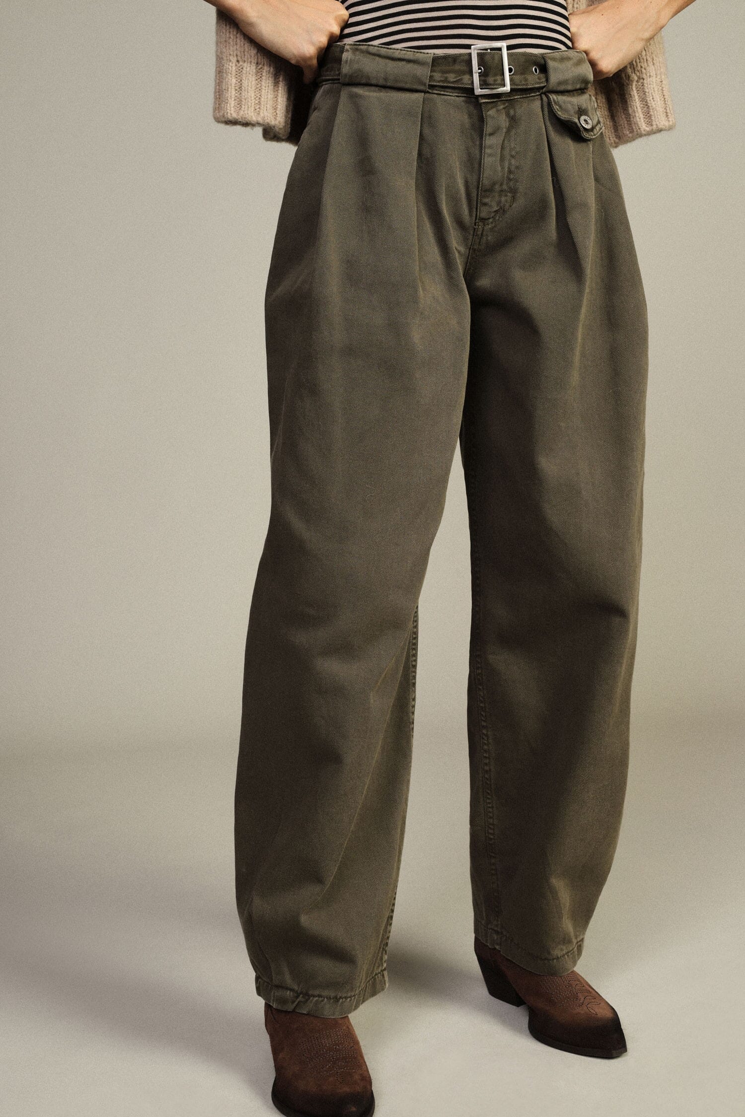 Pantaloni Palazzo Vita Alta Con Cintura E Pinces Dixie