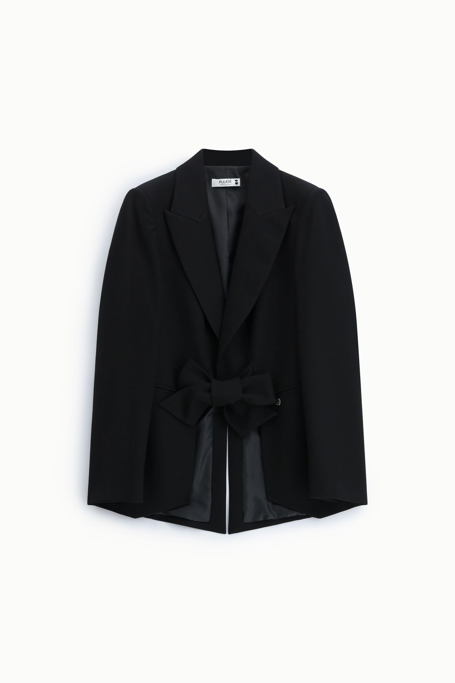 Blazer à revers classique et nœud sur le devant, Please