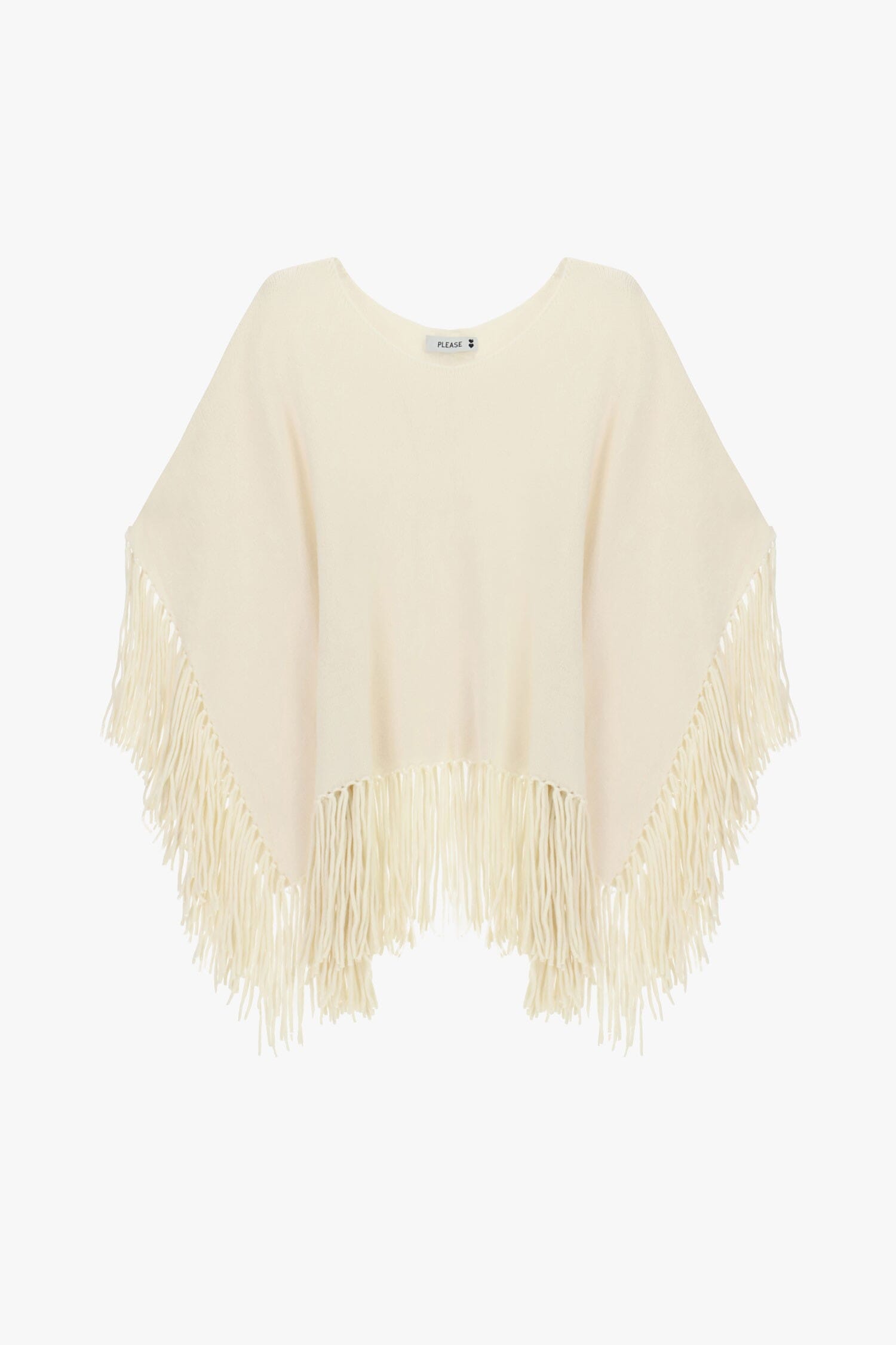 Poncho avec des franges sur les manches et au bas, Please