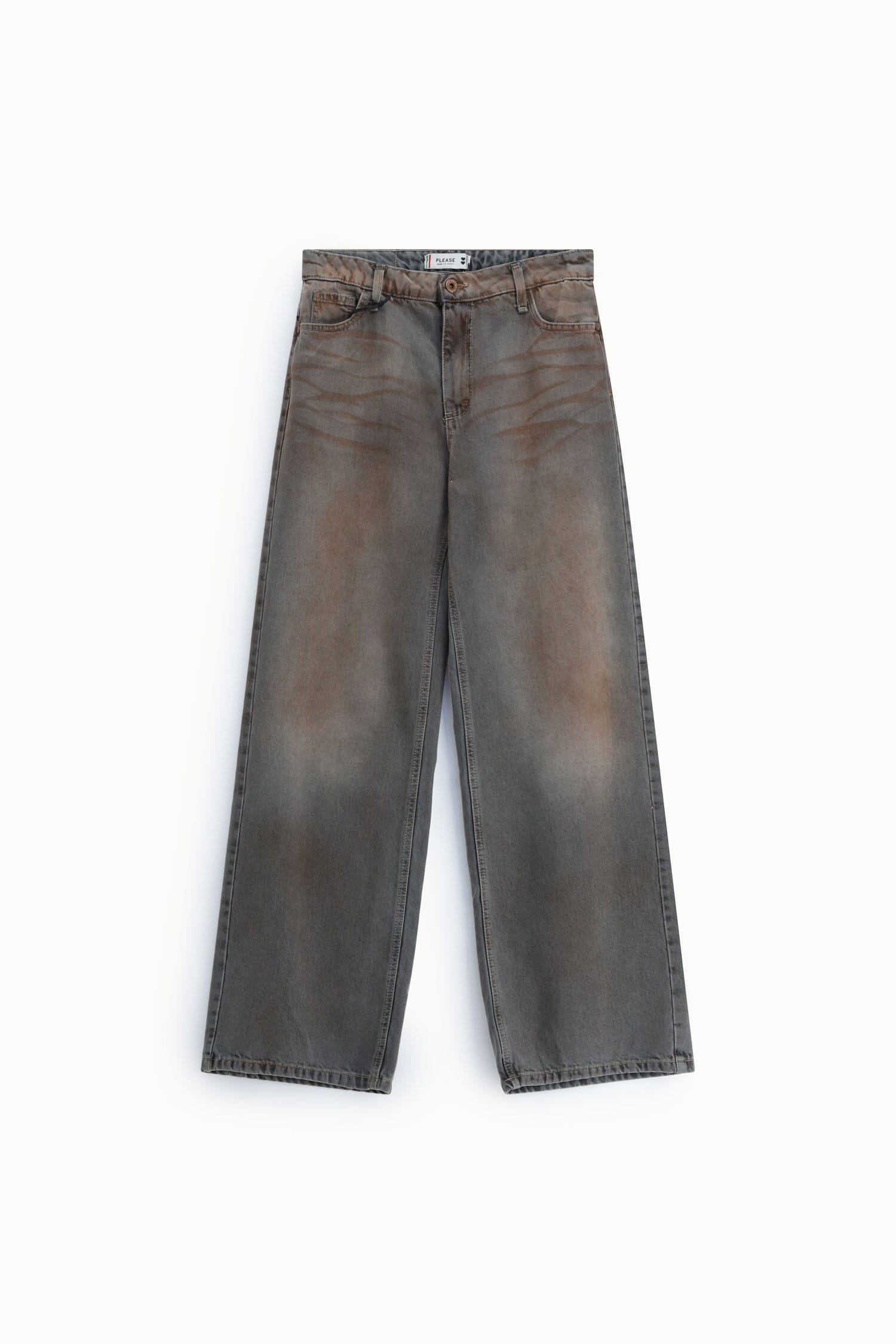 Jeans Palazzo Gamba Dritta Effetto Slavato Please