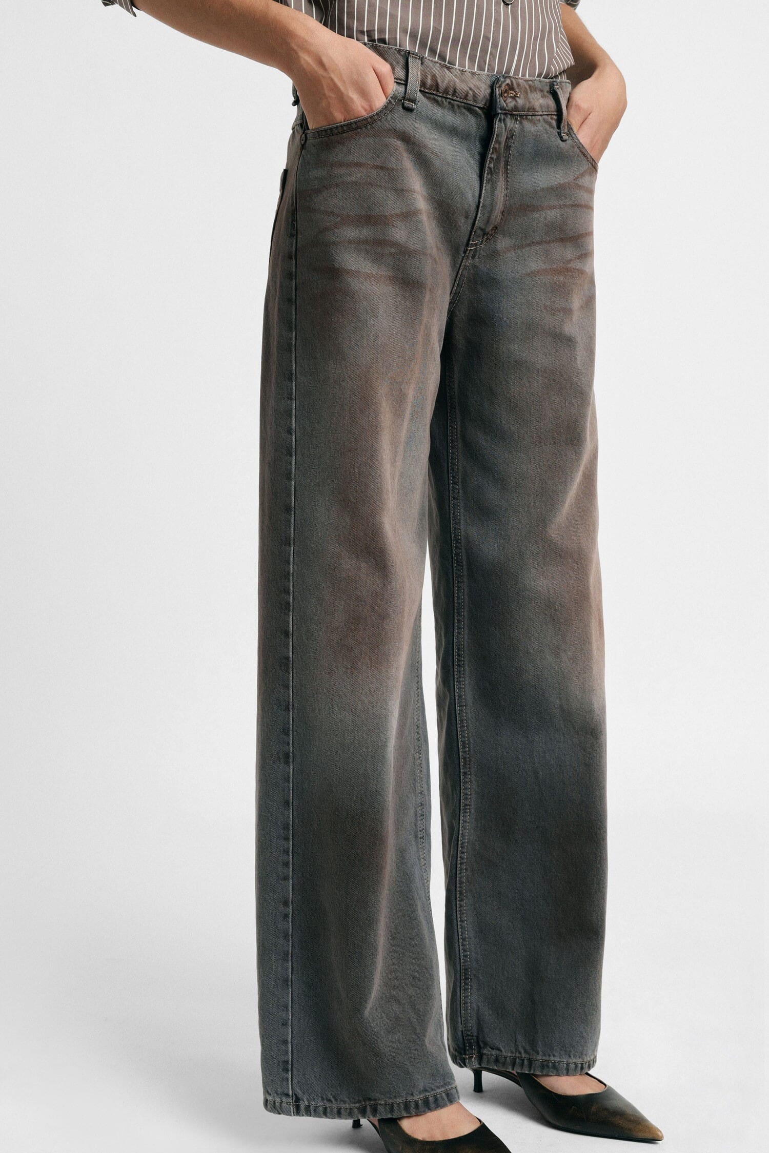 Jeans Palazzo Gamba Dritta Effetto Slavato Please