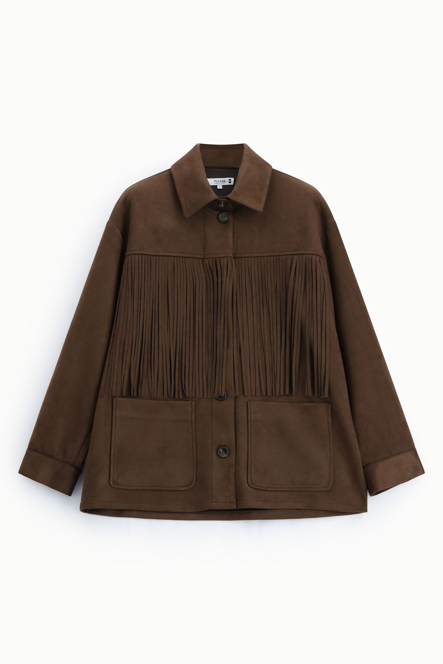 Veste-chemise à franges et poches avant, Please