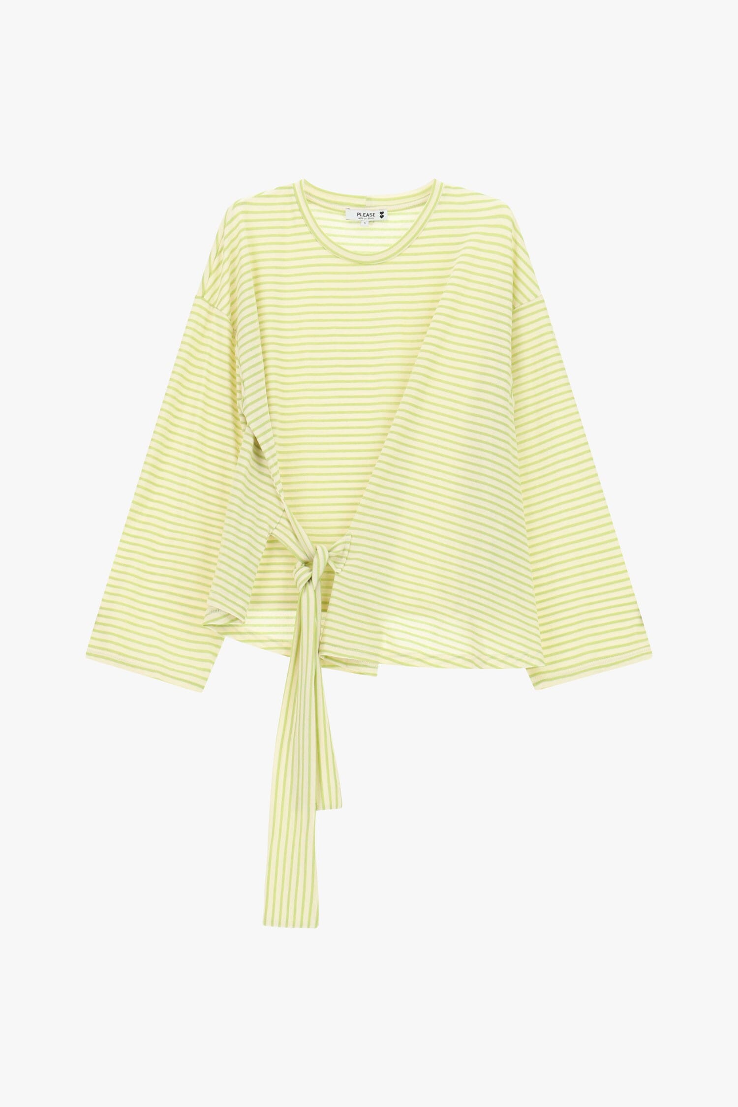 T-Shirt A Righe Con Nodo Laterale E Maniche Lunghe Please