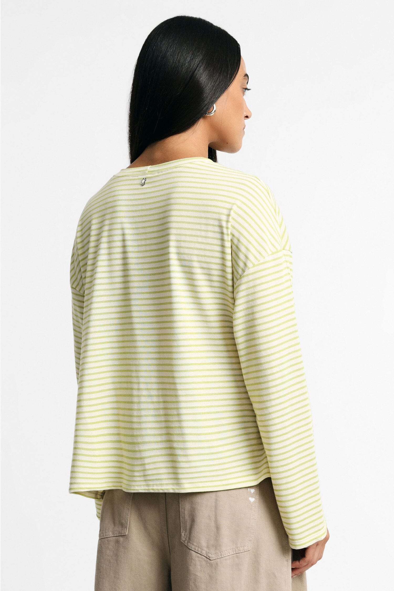 T-Shirt A Righe Con Nodo Laterale E Maniche Lunghe Please