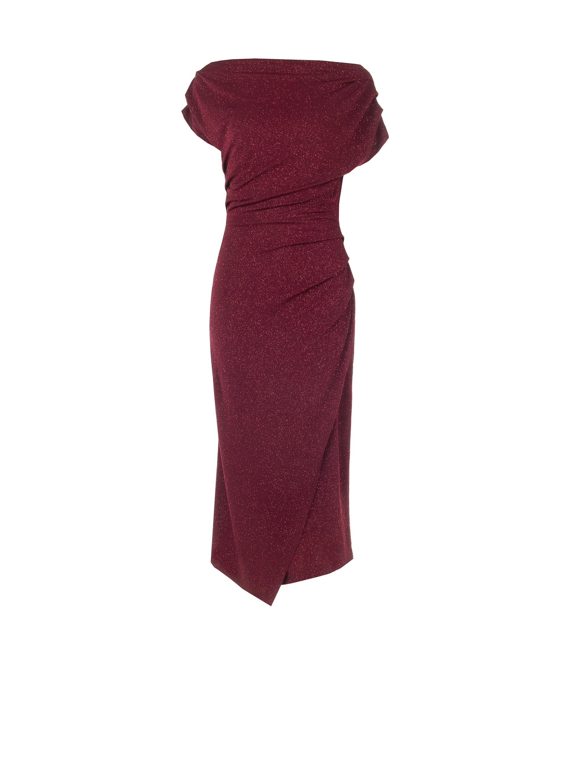 Abito Aderente In Lurex Effetto Glitter Con Drappeggi Rinascimento