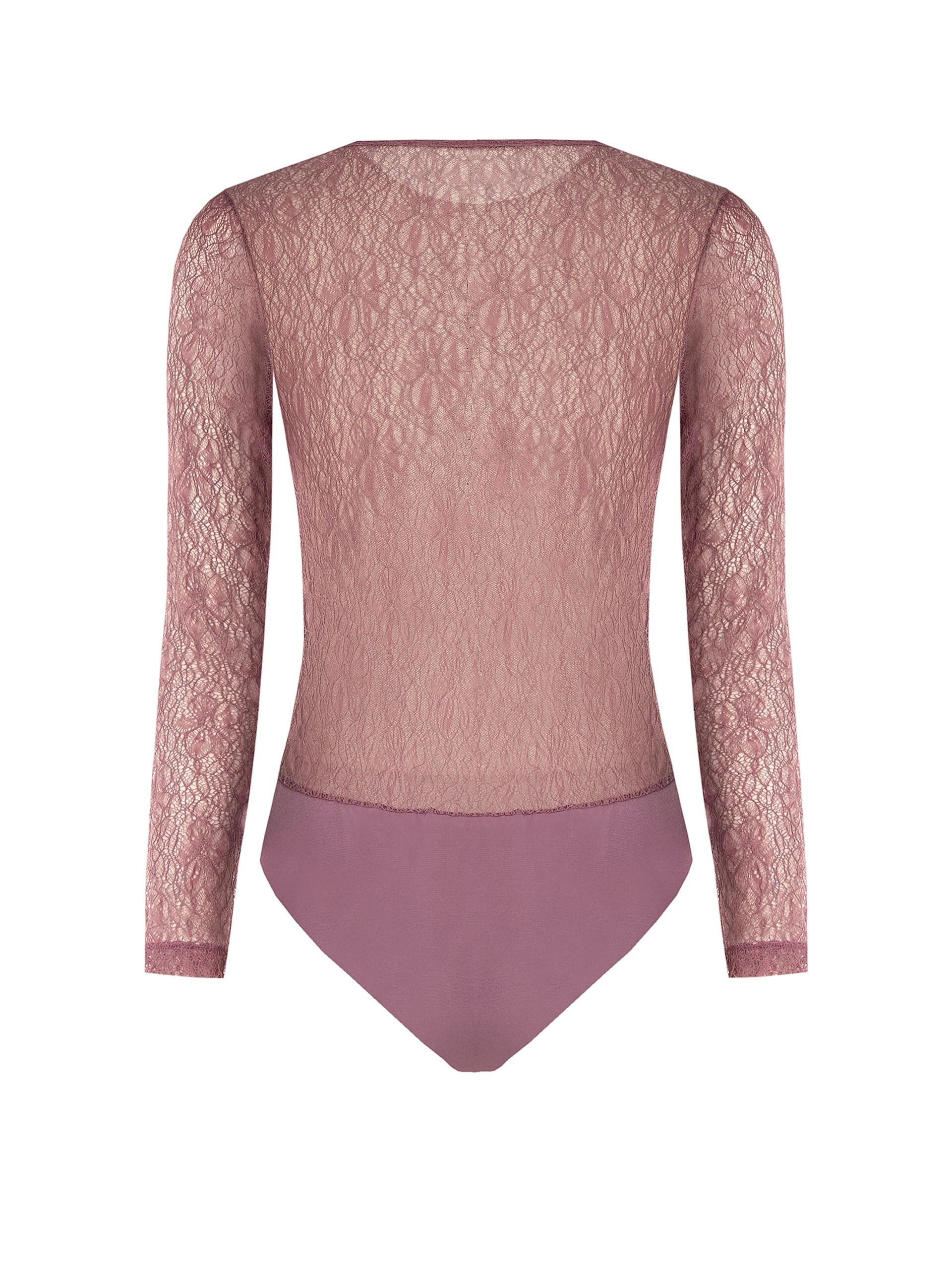 Rinascimento Fitted Lace Bodysuit with a Round Neckline