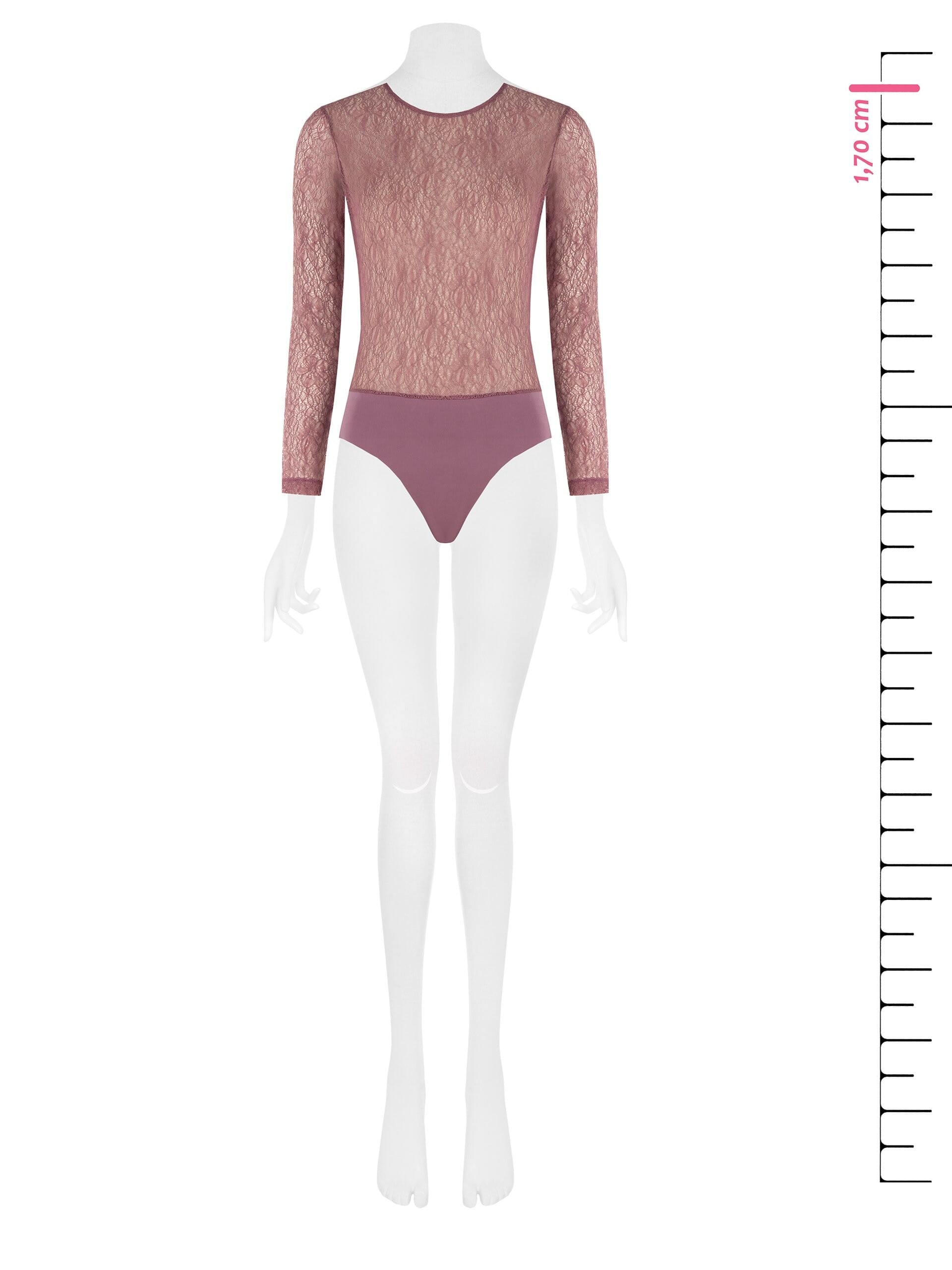 Rinascimento Fitted Lace Bodysuit with a Round Neckline