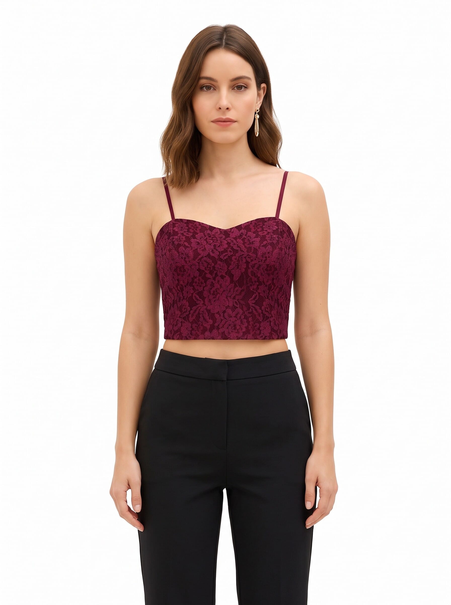 Bustier Crop Top in Technical Fabric Covered with Rinascimento Lace