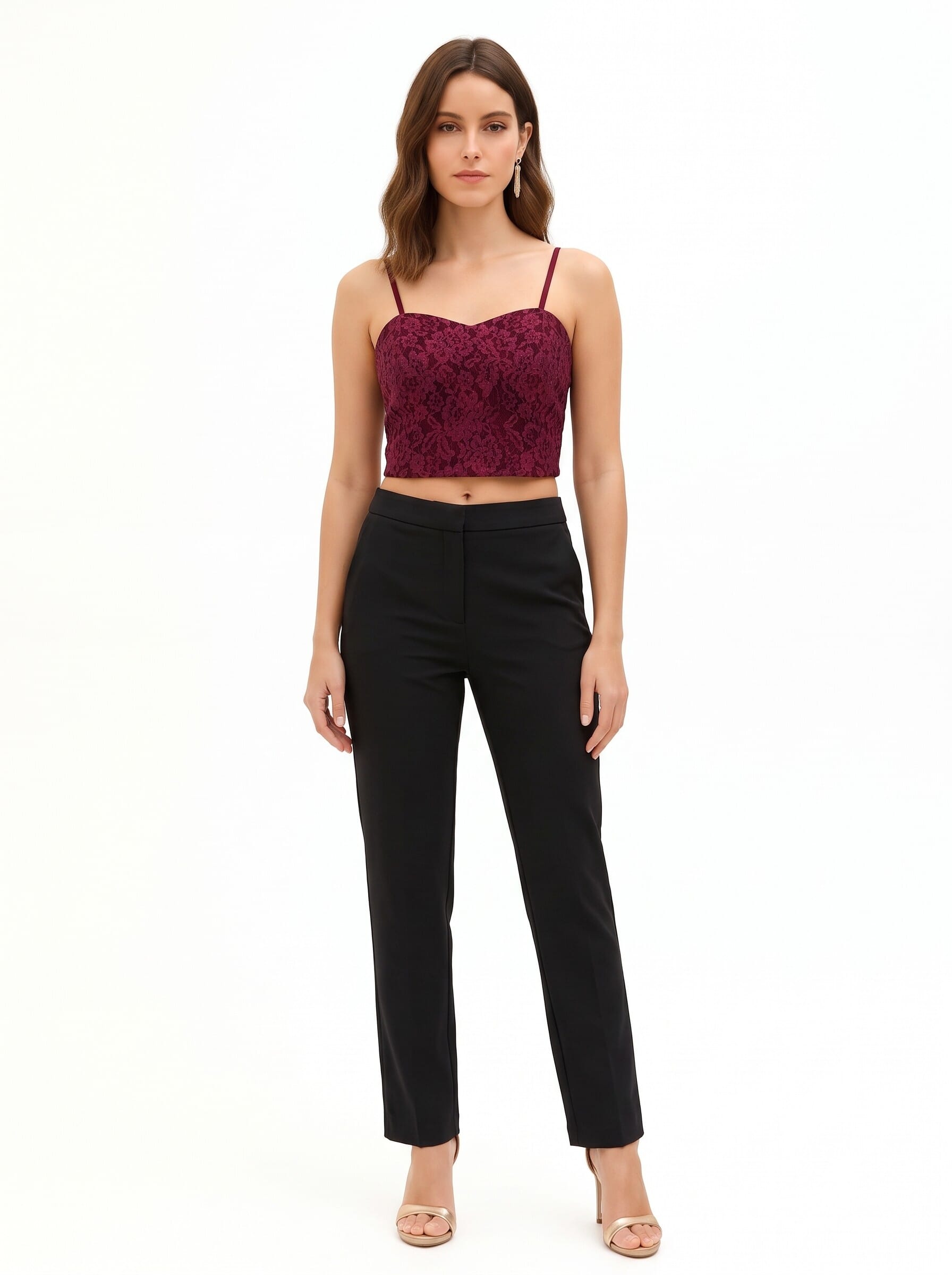 Bustier Crop Top in Technical Fabric Covered with Rinascimento Lace