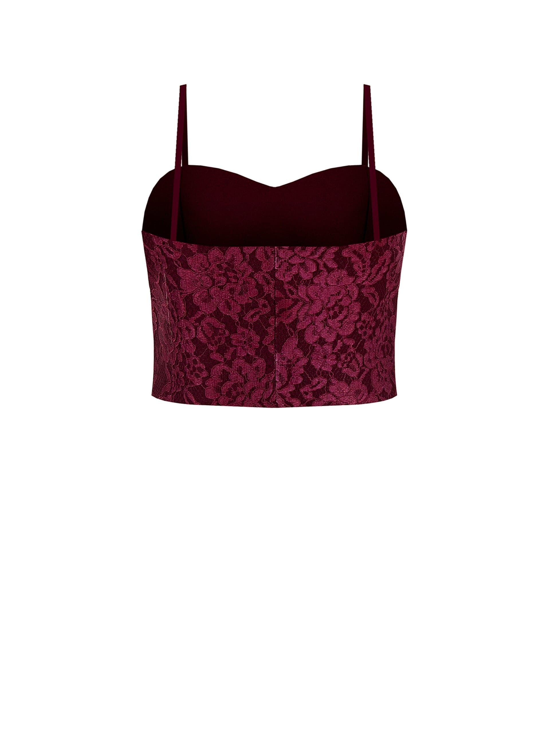 Bustier Crop Top in Technical Fabric Covered with Rinascimento Lace