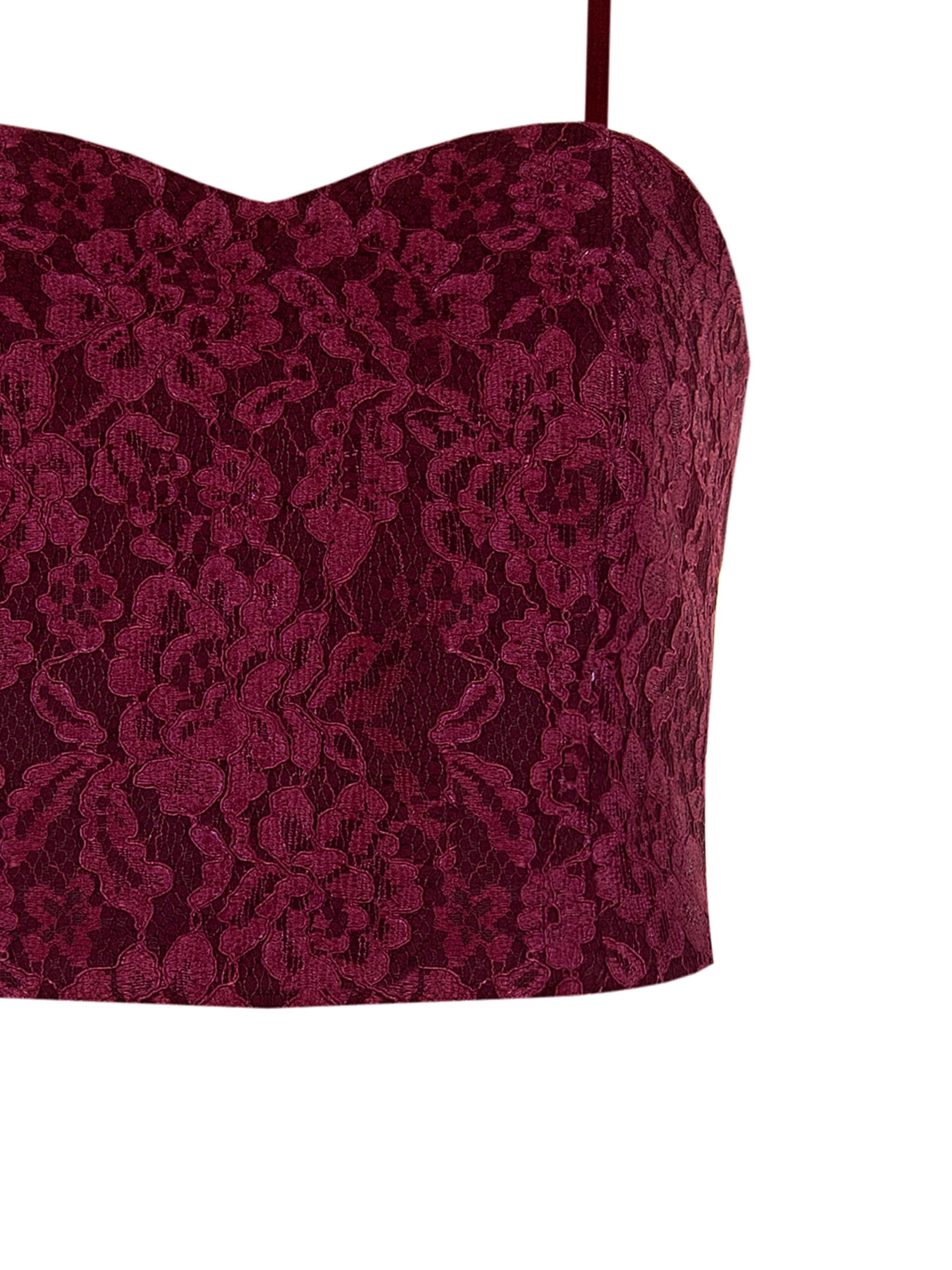 Bustier Crop Top in Technical Fabric Covered with Rinascimento Lace