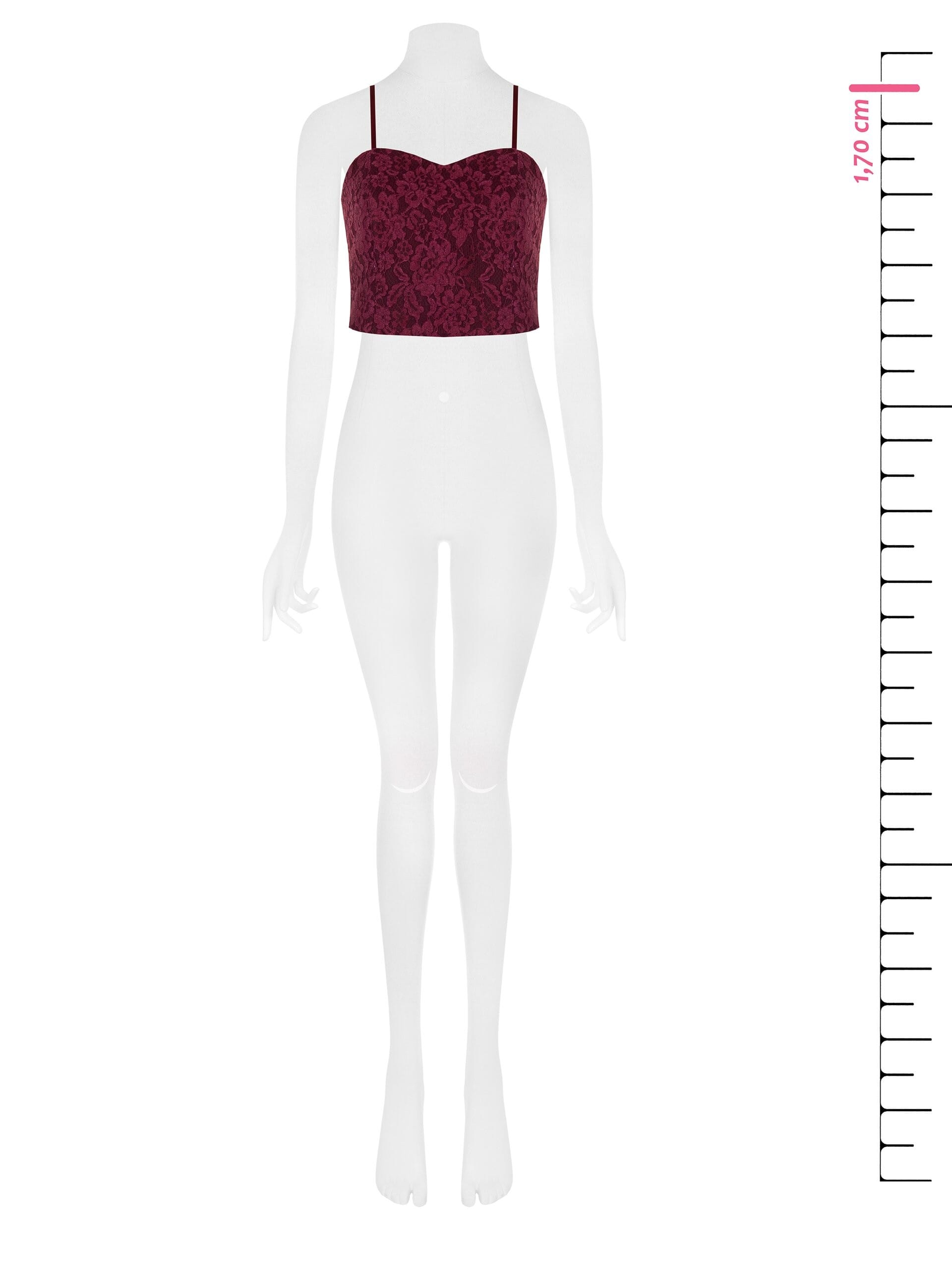 Bustier Crop Top in Technical Fabric Covered with Rinascimento Lace