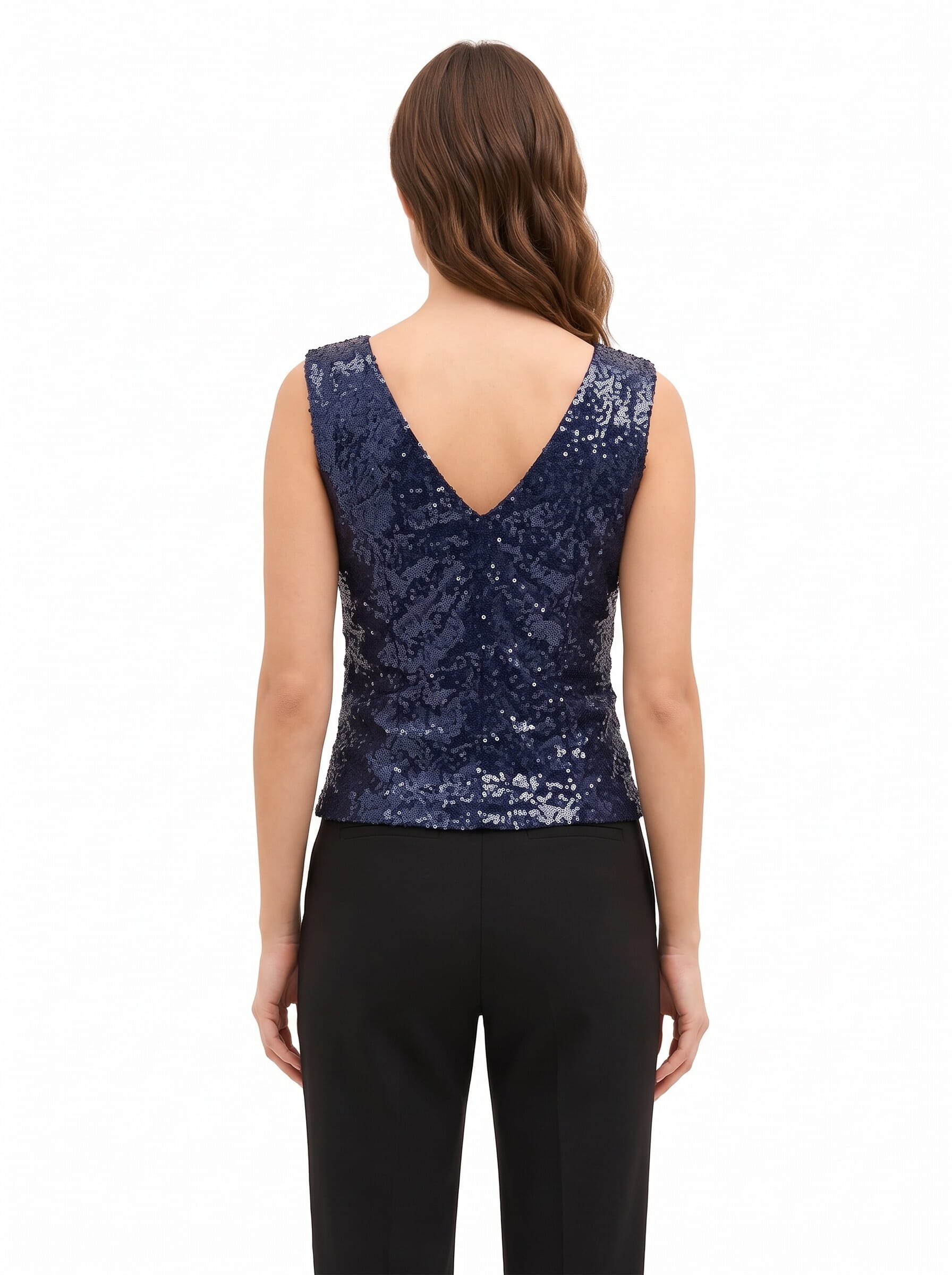 Top Ricoperto Di Paillettes Con Doppio Scollo A V Rinascimento