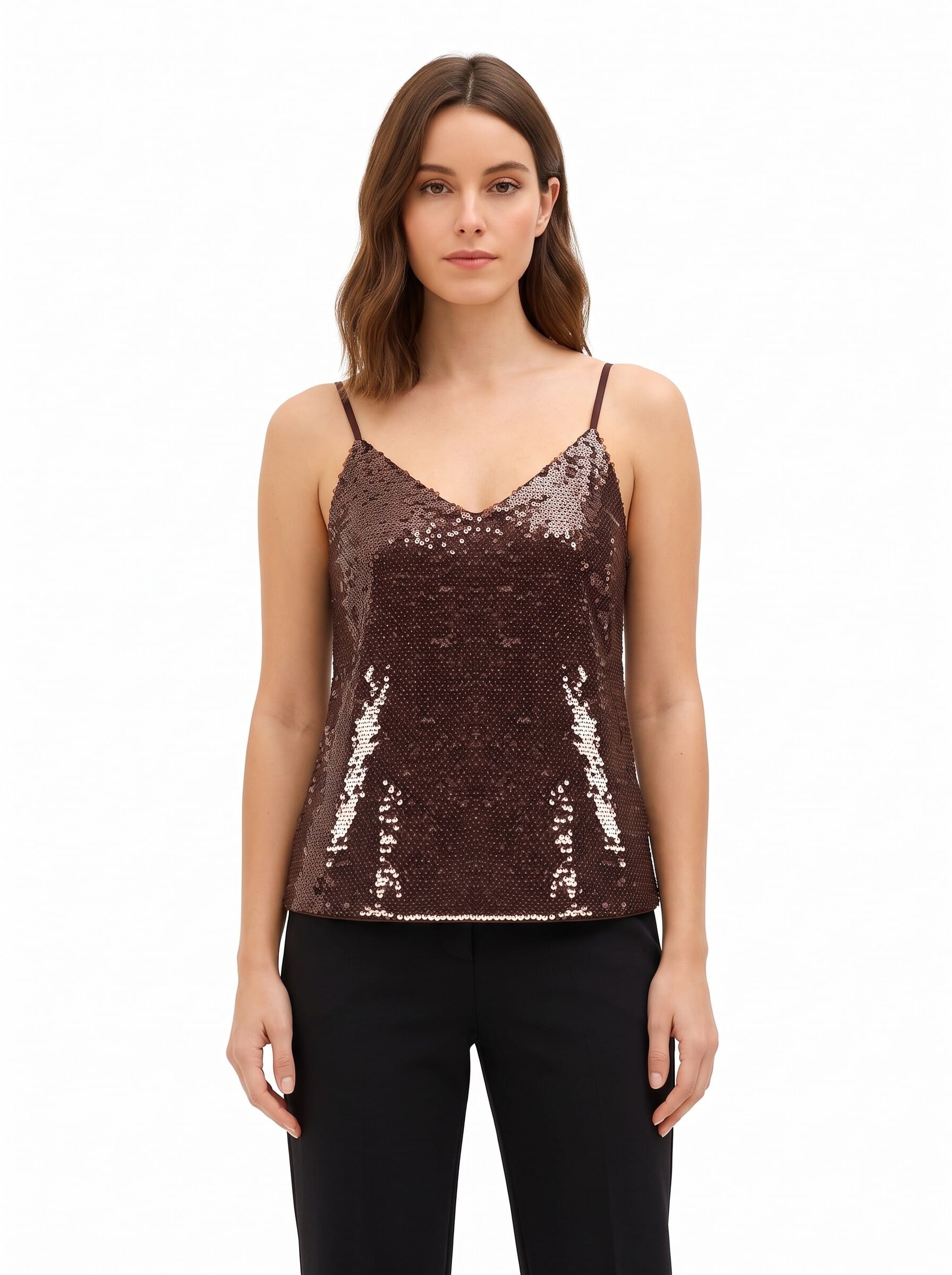 A-line Tank Top with V-neck and ‘Rinascimento’ sequin embroidery