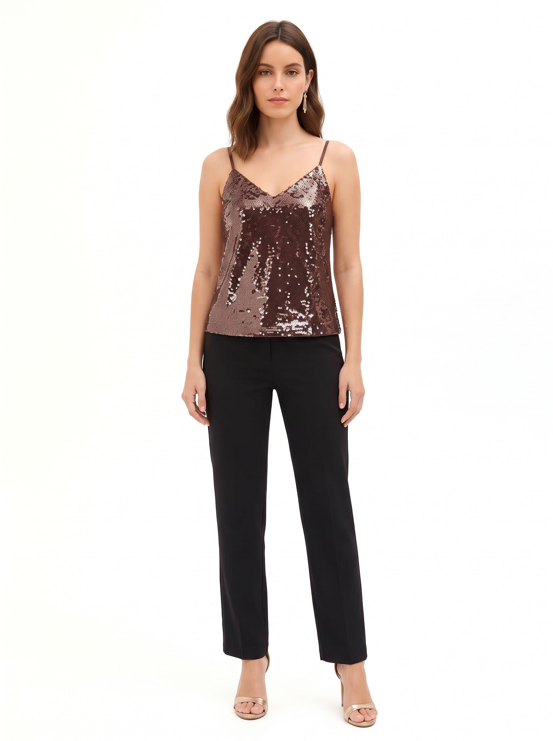 A-line Tank Top with V-neck and ‘Rinascimento’ sequin embroidery