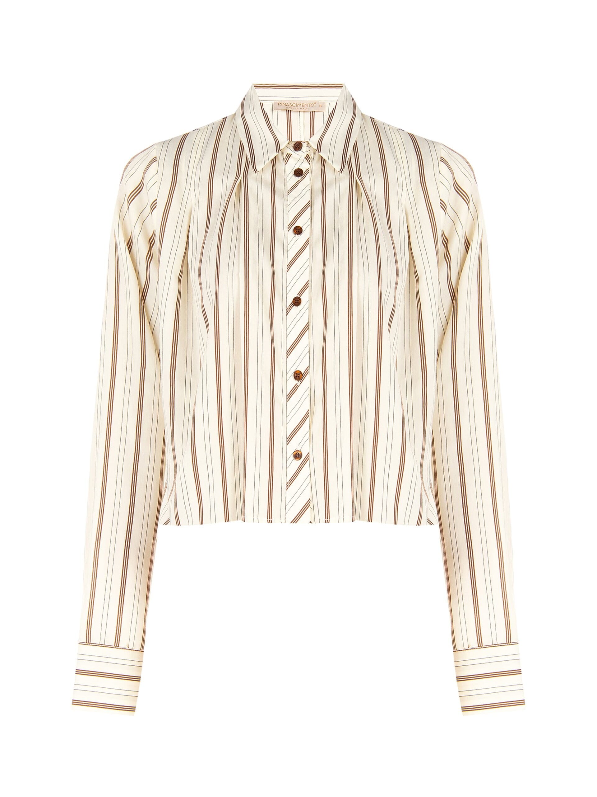Loose-fitting, cropped shirt in a viscose blend with Rinascimento-style pleats