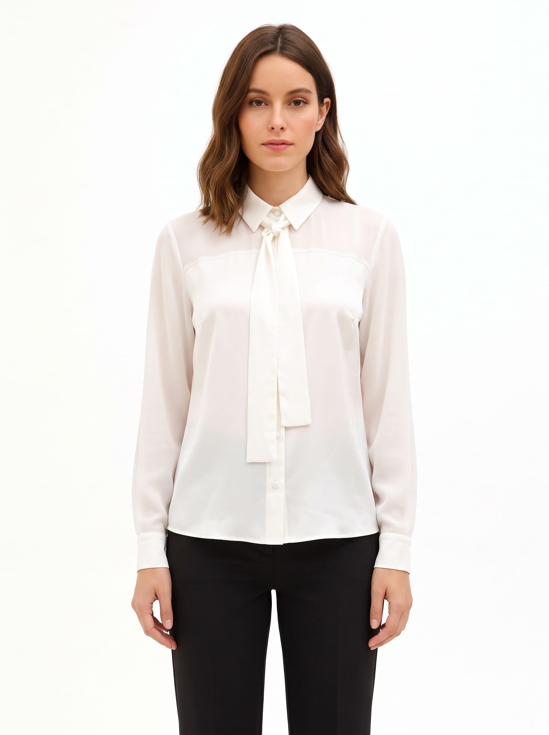 Flowy Satin and Georgette Blouse with a ‘Rinascimento’ Tie