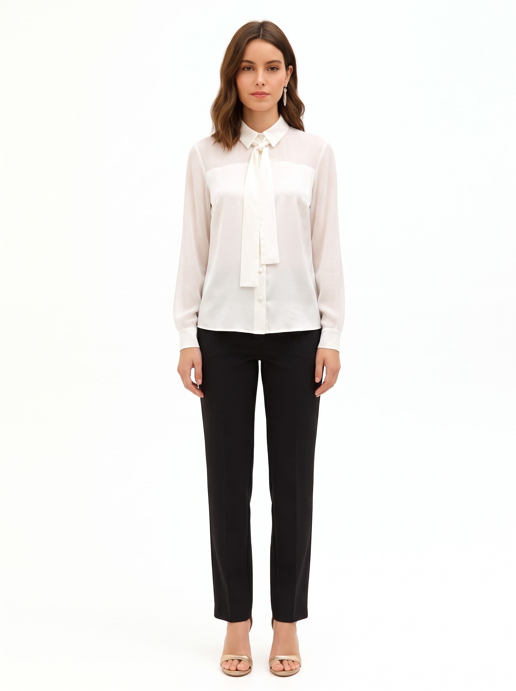 Flowy Satin and Georgette Blouse with a ‘Rinascimento’ Tie