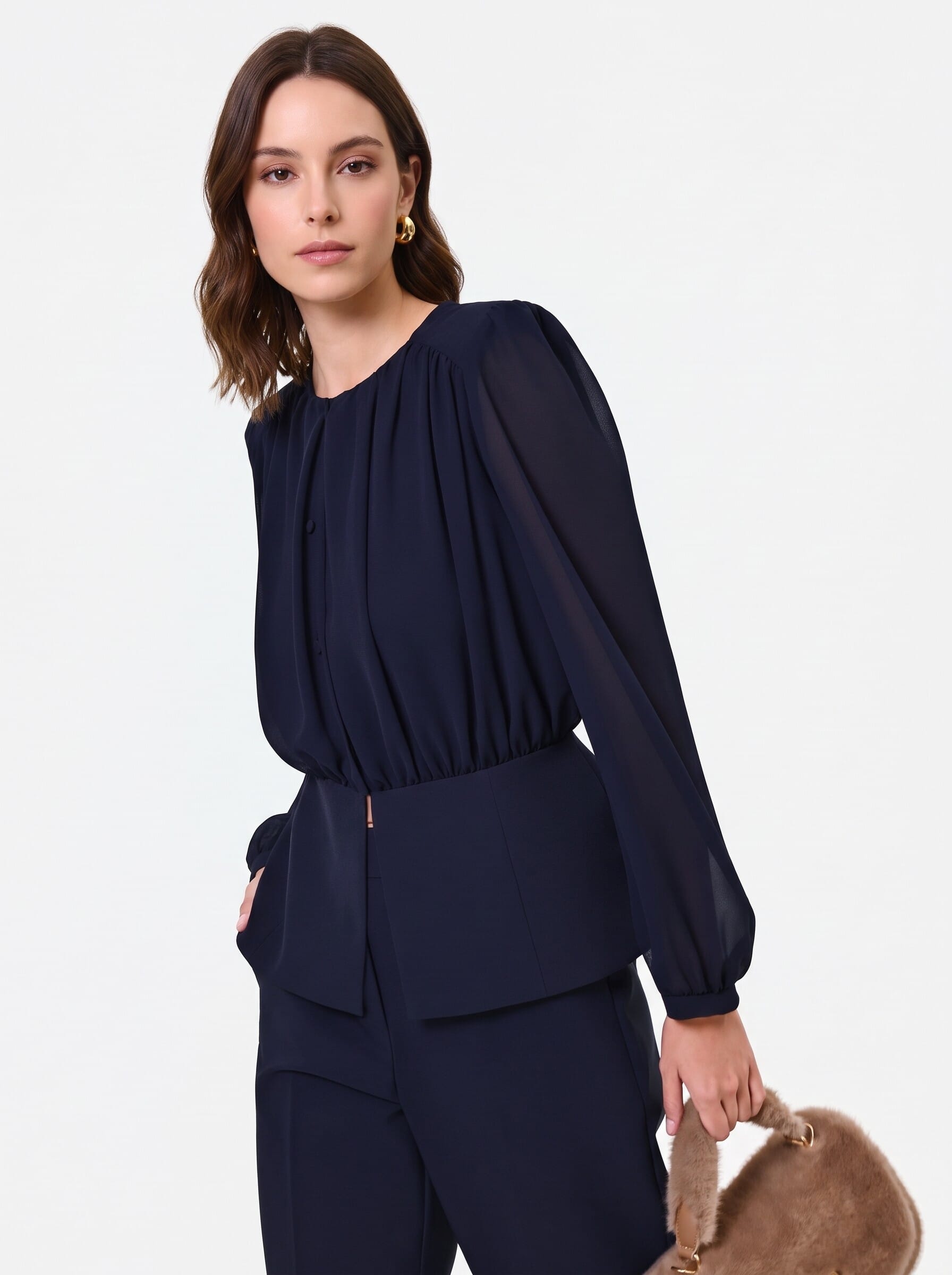 Rinascimento Semi-Transparent Georgette Studio Shirt