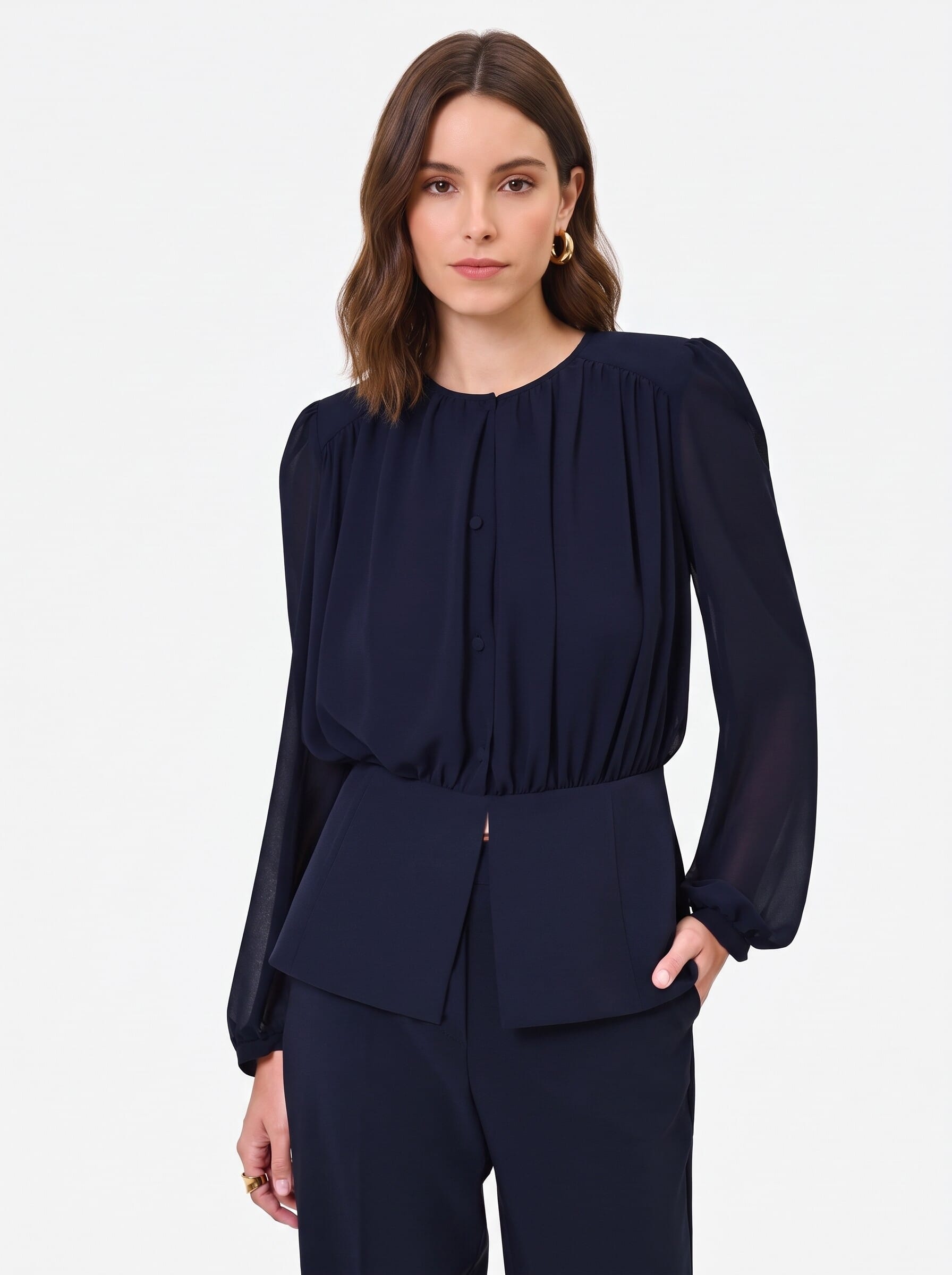 Rinascimento Semi-Transparent Georgette Studio Shirt